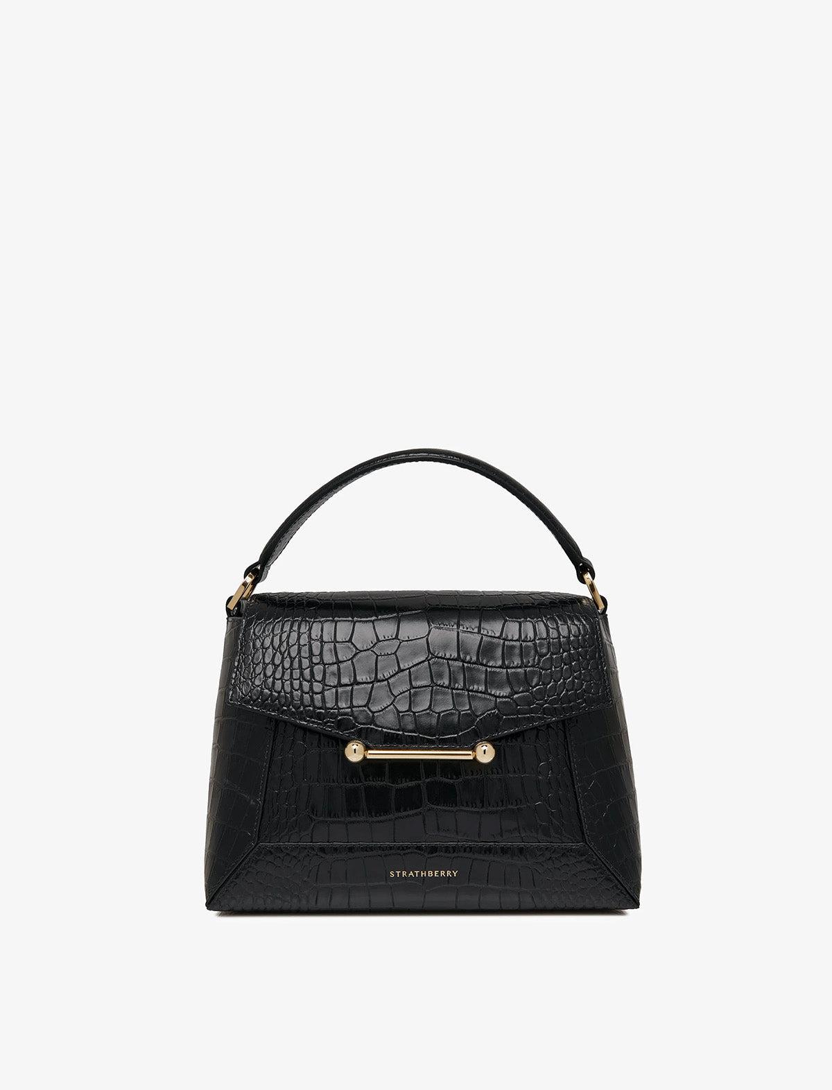 STRATHBERRY Mosaic Bag in Embossed Croc Black