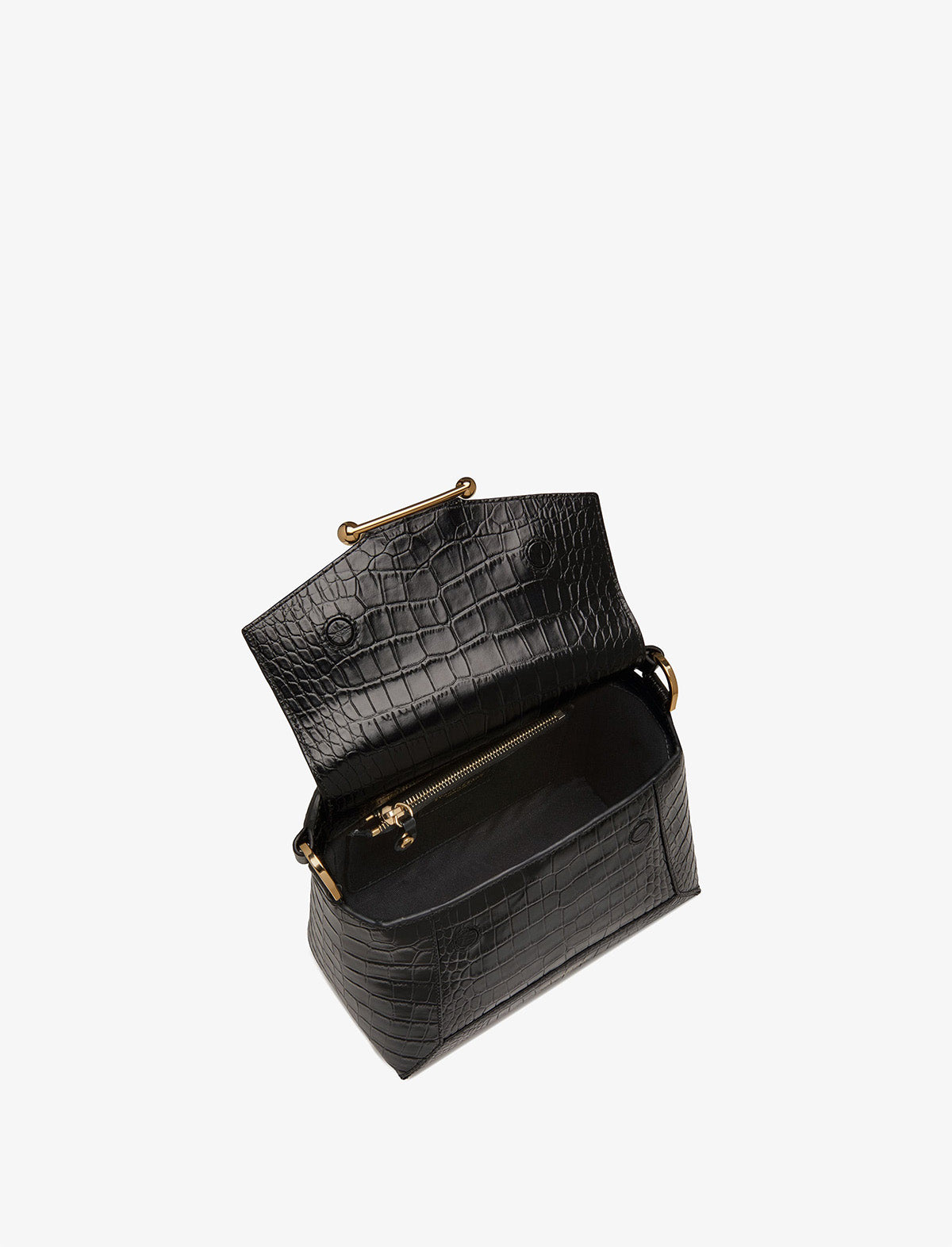 STRATHBERRY Mosaic Bag in Embossed Croc Black