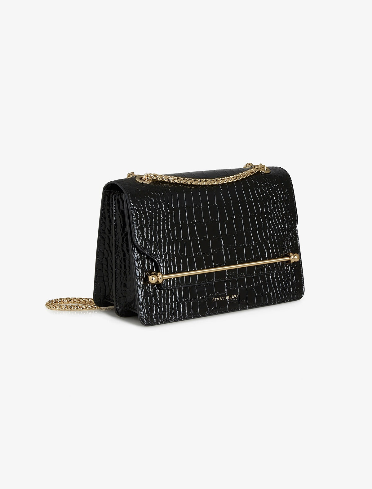 STRATHBERRY EAST/WEST EMBOSSED CROC in Black