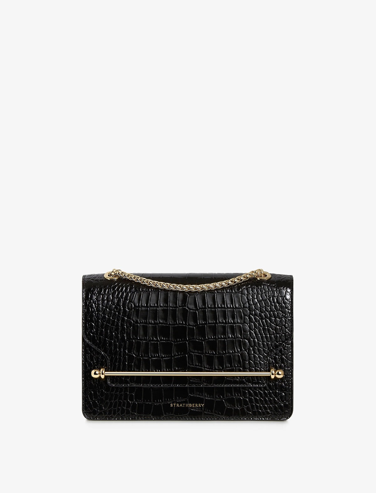 STRATHBERRY EAST/WEST EMBOSSED CROC in Black