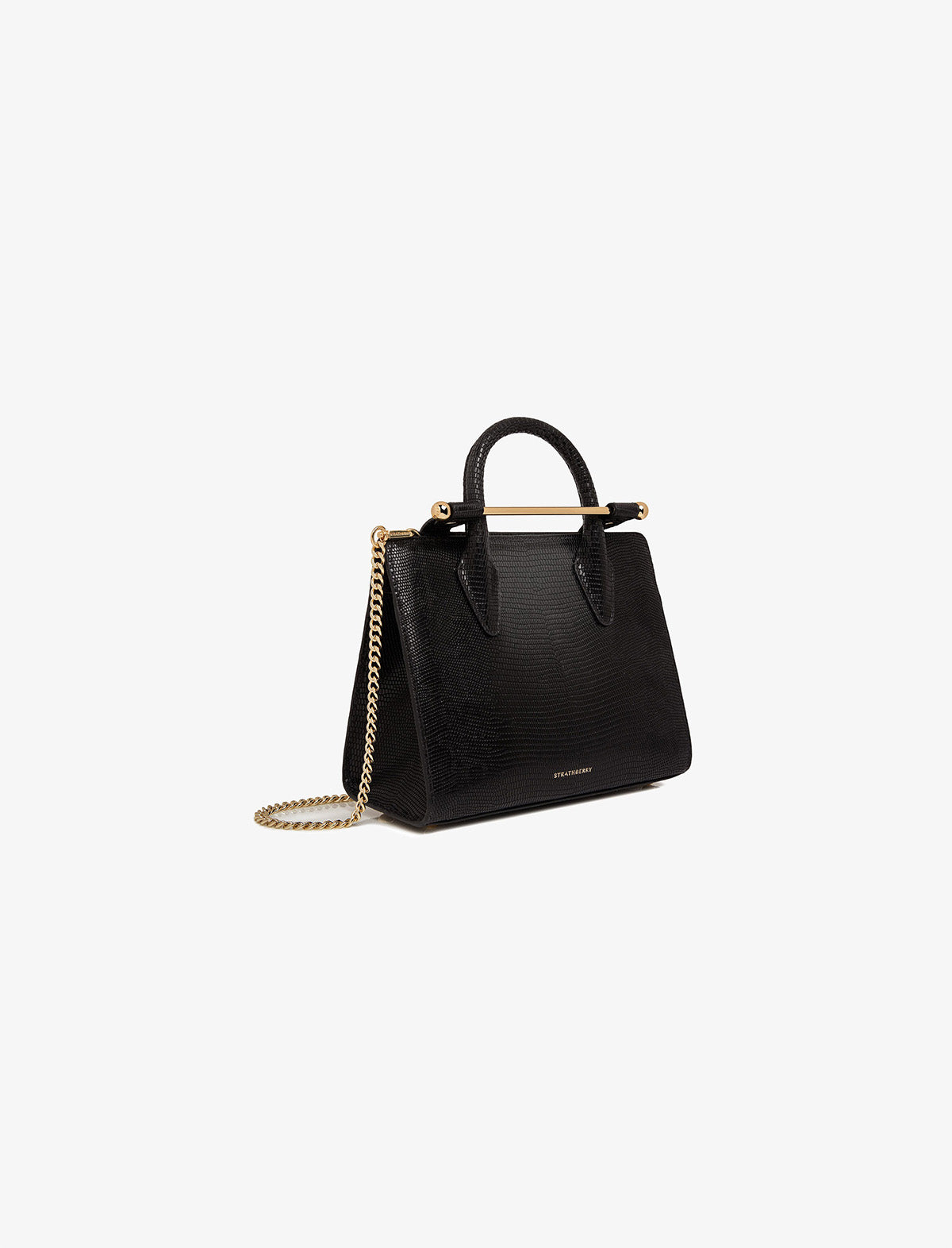 STRATHBERRY Mini Tote Bag in Embossed Lizard Black