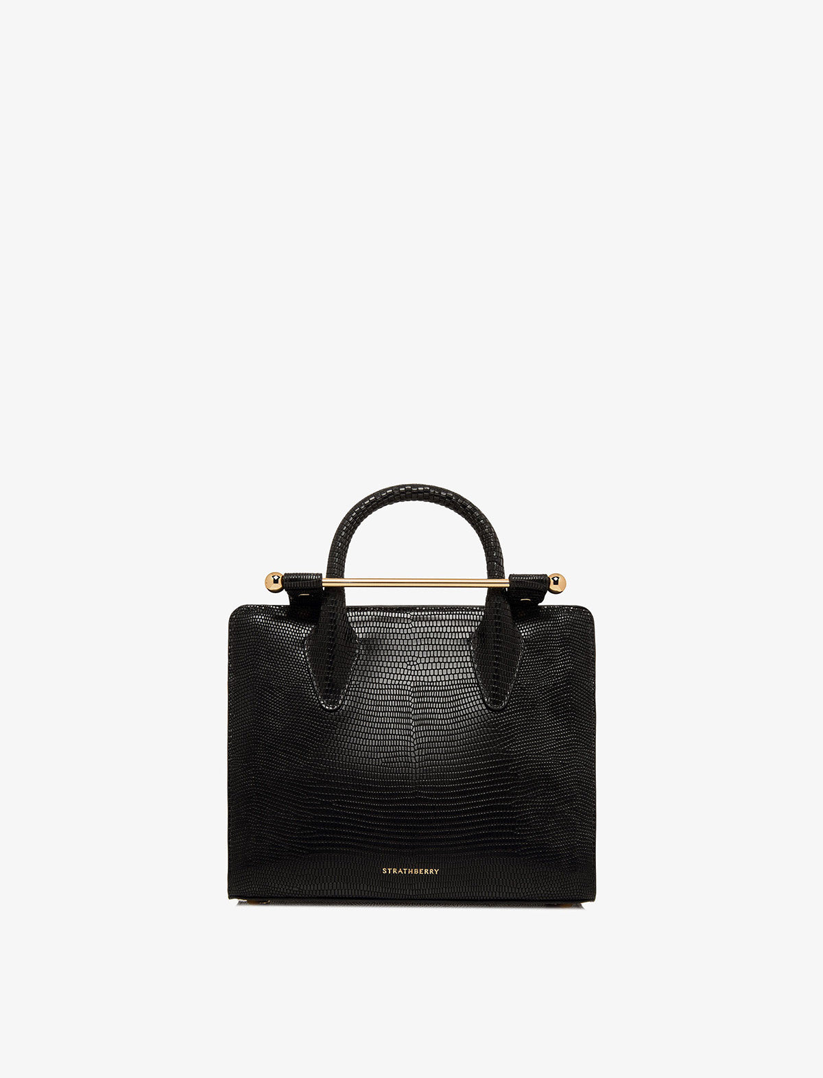 STRATHBERRY Mini Tote Bag in Embossed Lizard Black