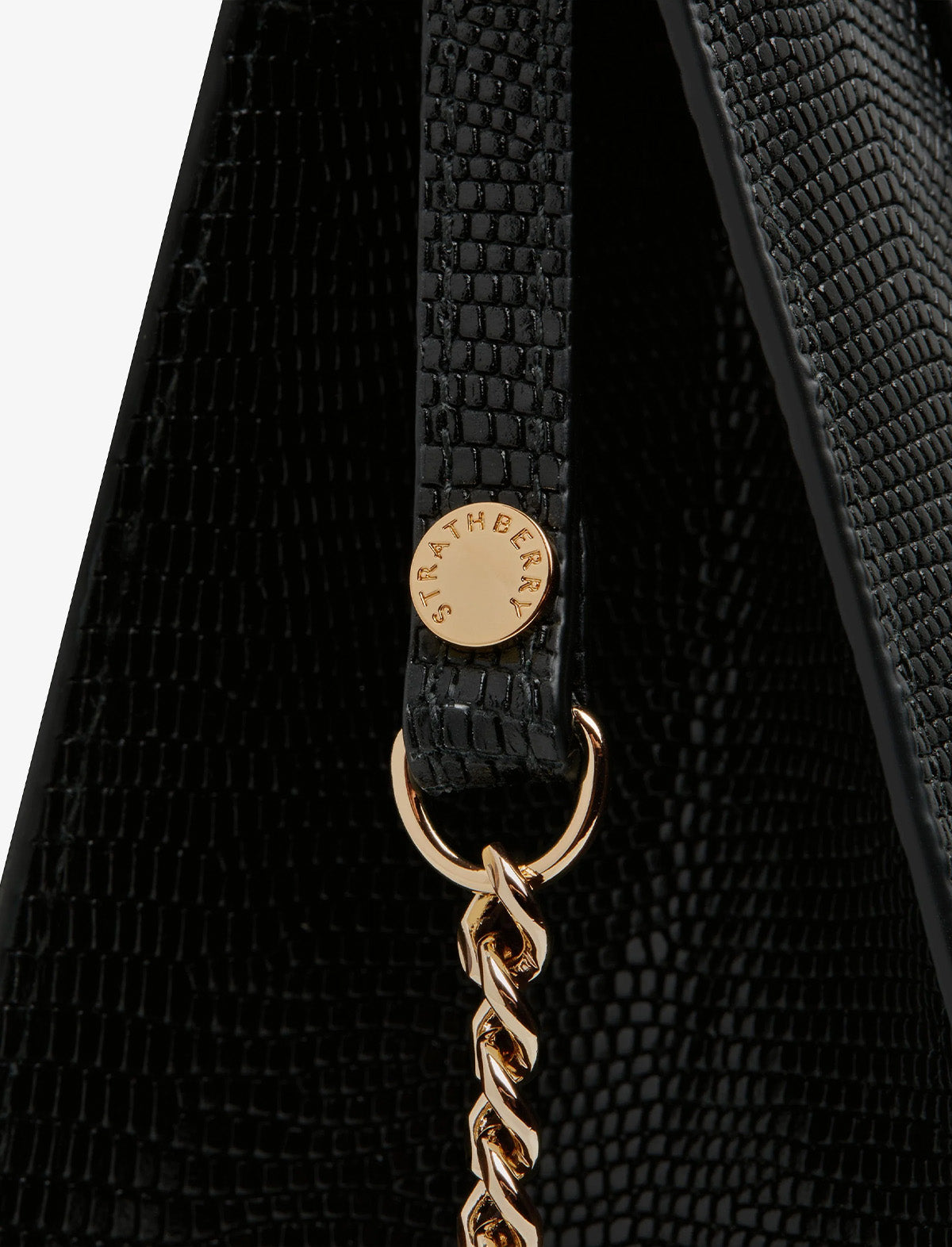 STRATHBERRY Mini Tote Bag in Embossed Lizard Black