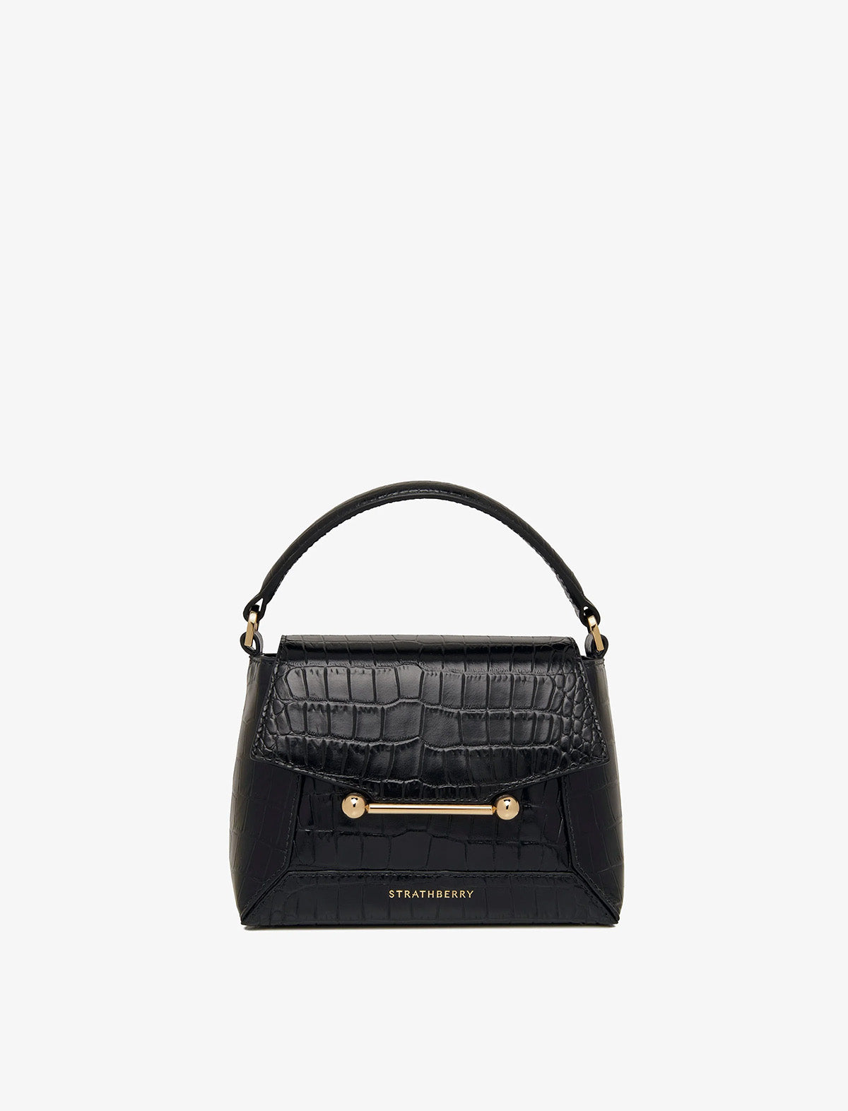 STRATHBERRY Mosaic Nano Bag in Embossed Croc Black