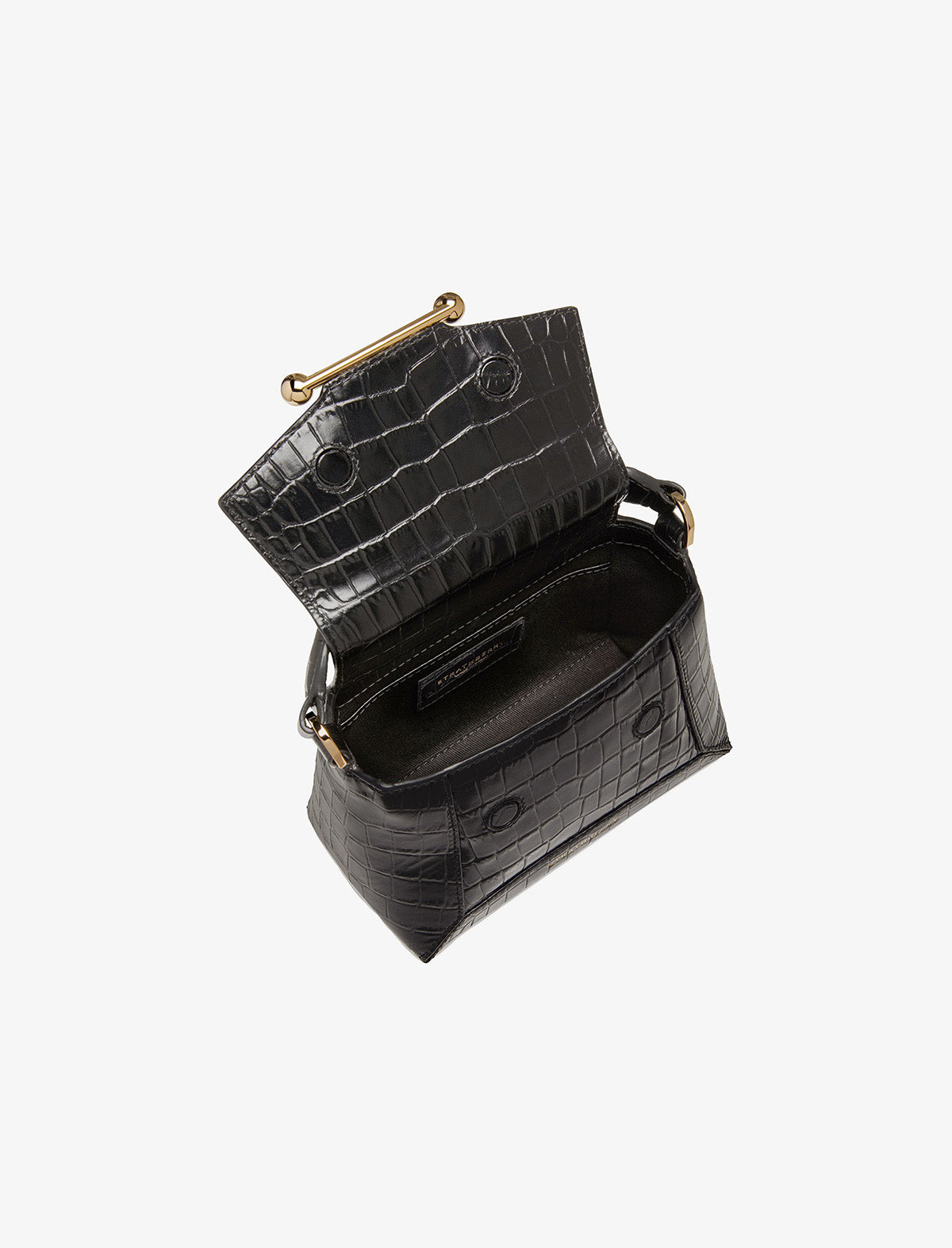 STRATHBERRY Mosaic Nano Bag in Embossed Croc Black