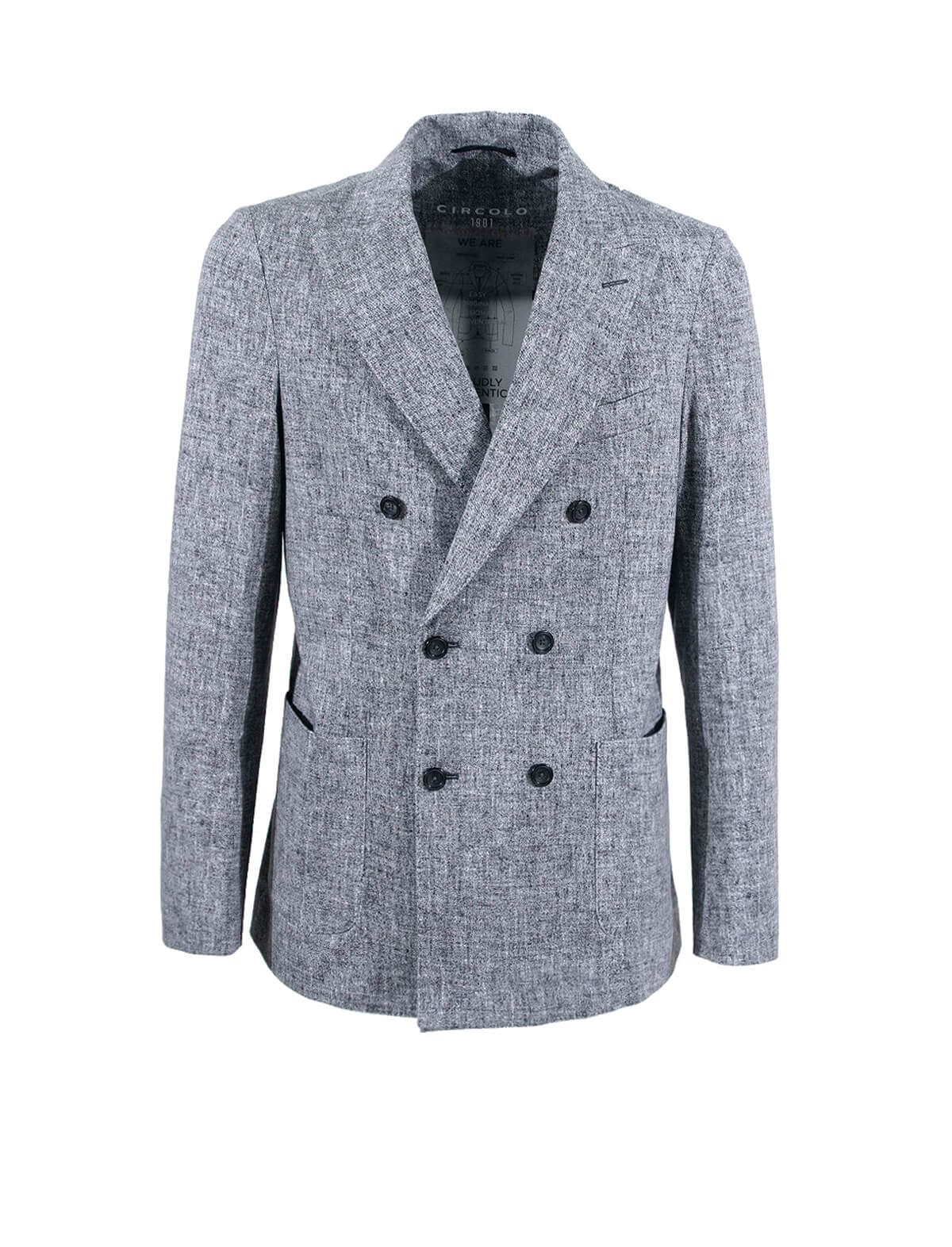 CIRCOLO 1901 Double-Breasted Jersey Blazer in Blue Piquet