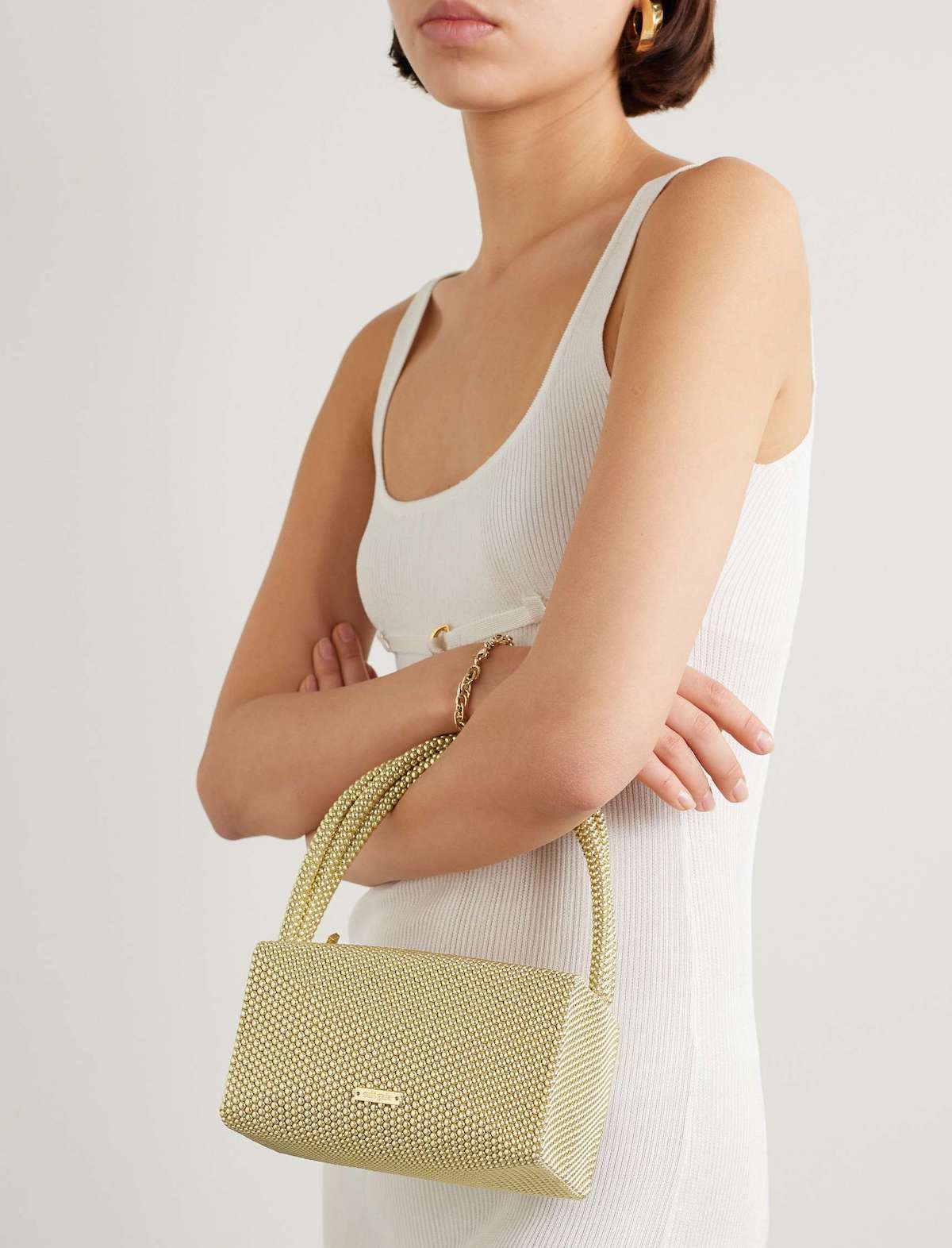 CULT GAIA Sienna Mini Top Handle Bag in Shiny Brass