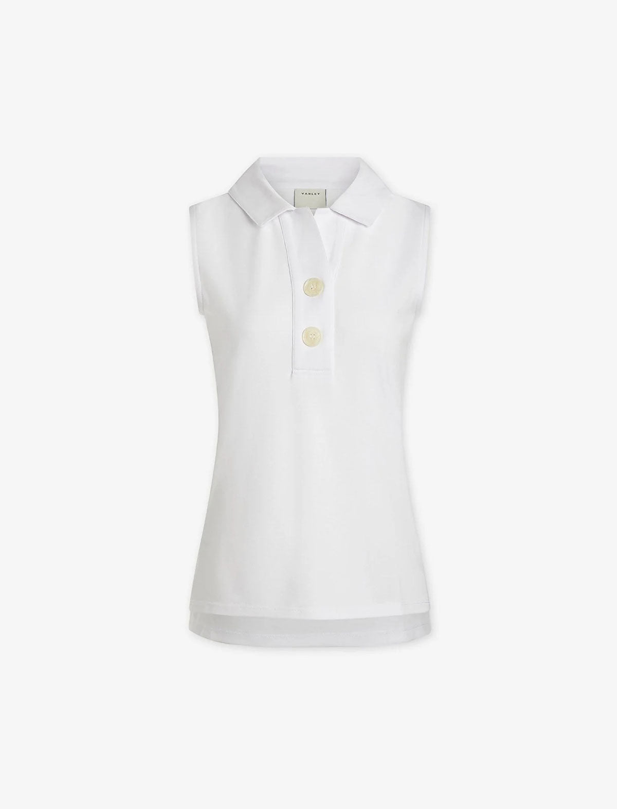 VARLEY Caine Sleeveless Polo Jersey Top In White