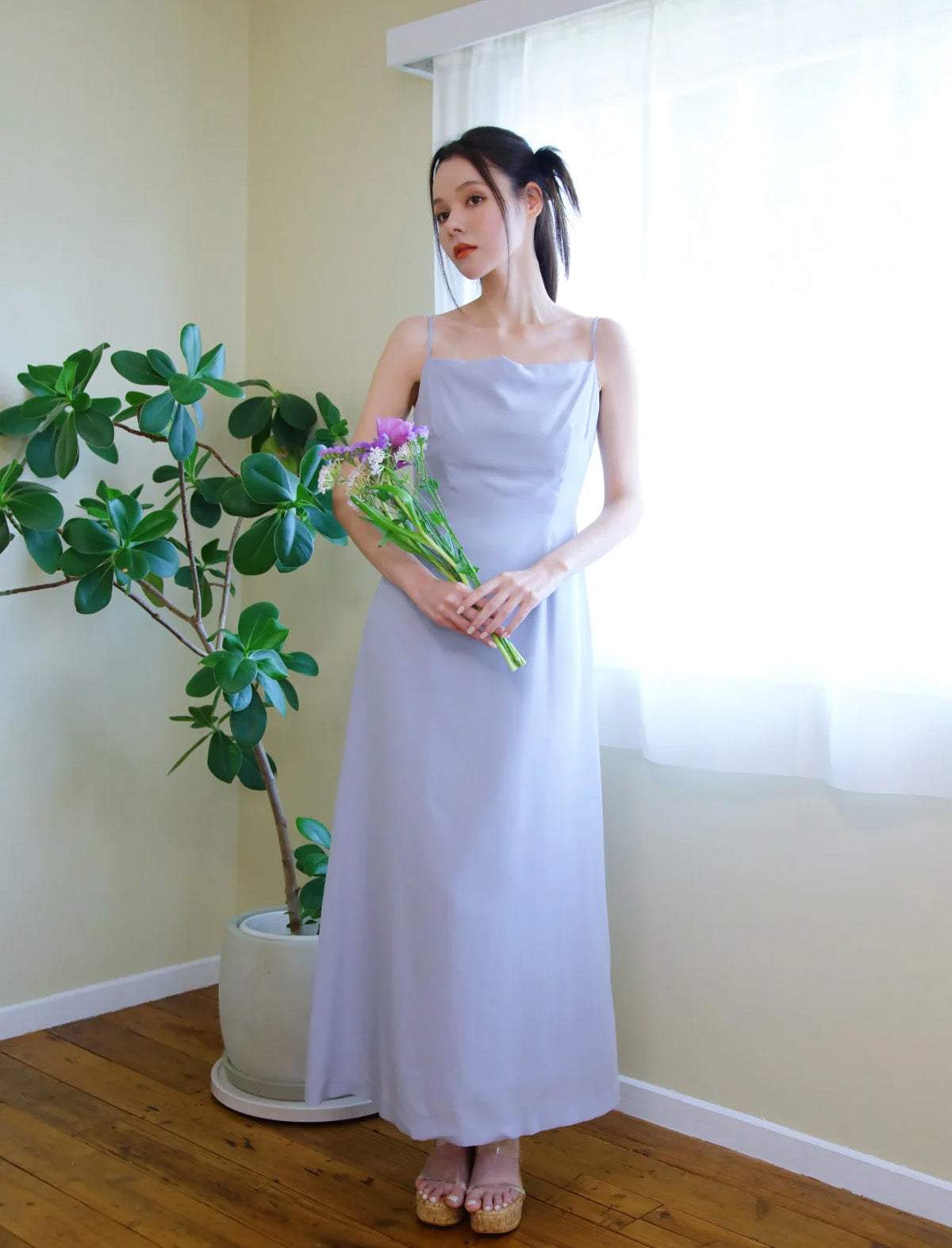 RICORD Cami Dress With Cardigan in Light Blue