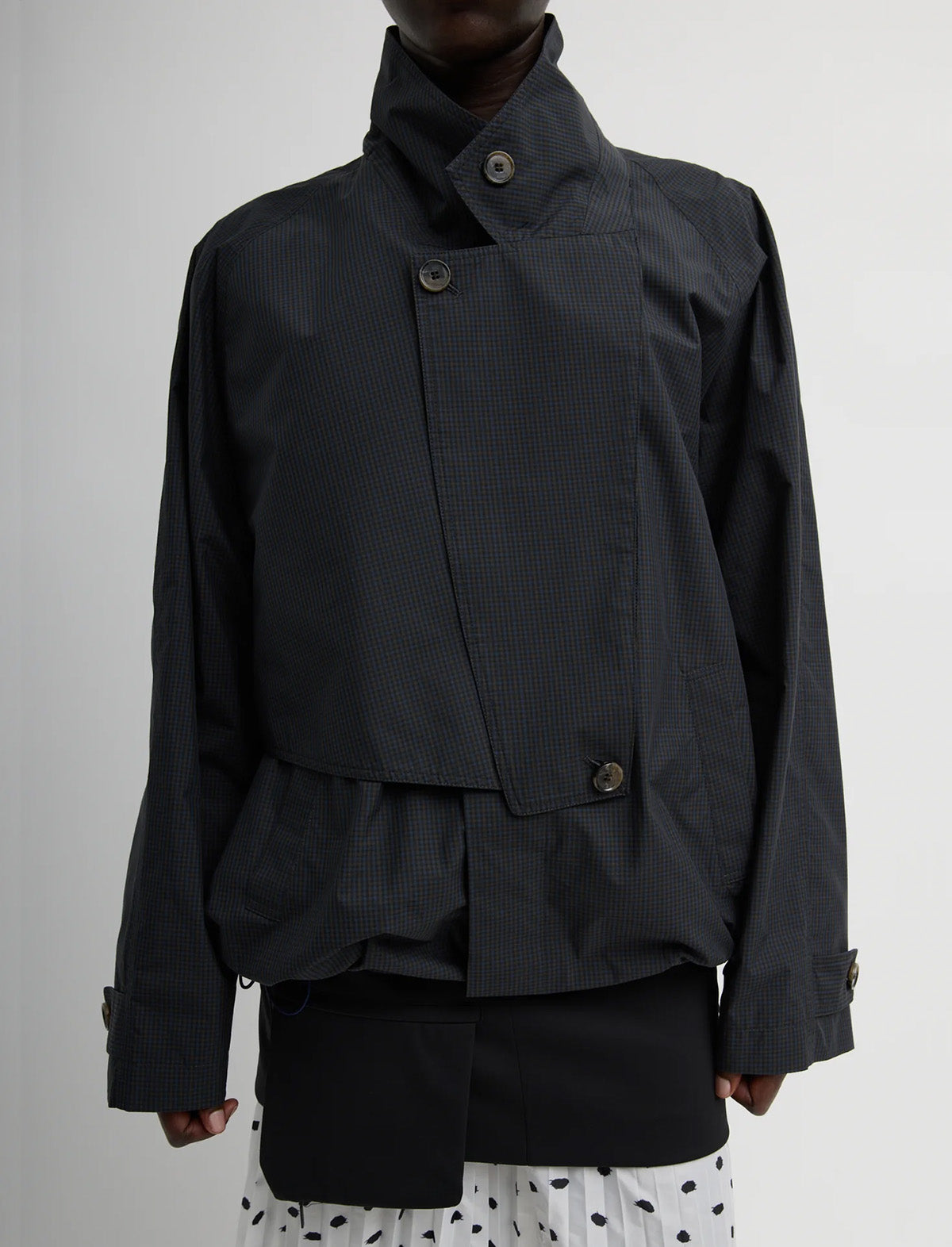 TIBI Charles Menswear Trench Anorak in Navy Multi