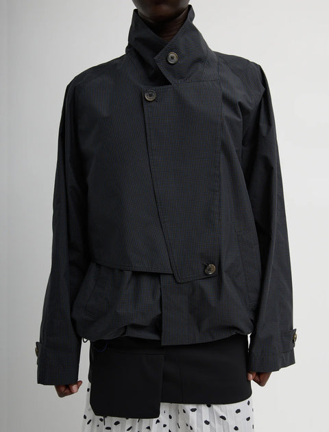 TIBI Charles Menswear Trench Anorak in Navy Multi