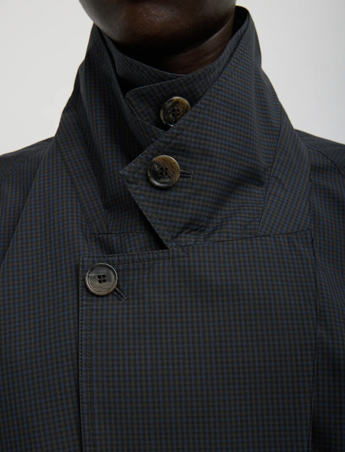 TIBI Charles Menswear Trench Anorak in Navy Multi