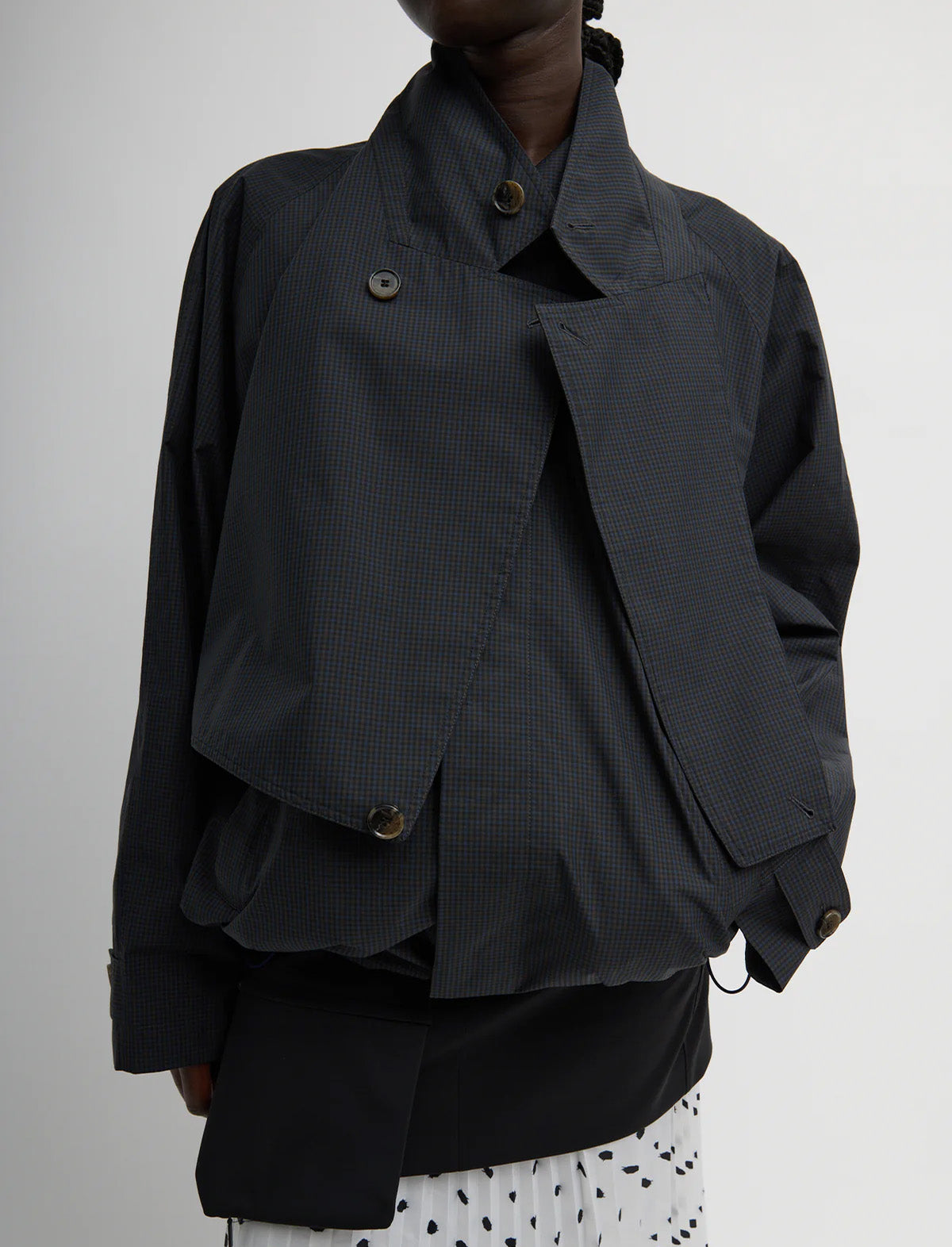 TIBI Charles Menswear Trench Anorak in Navy Multi