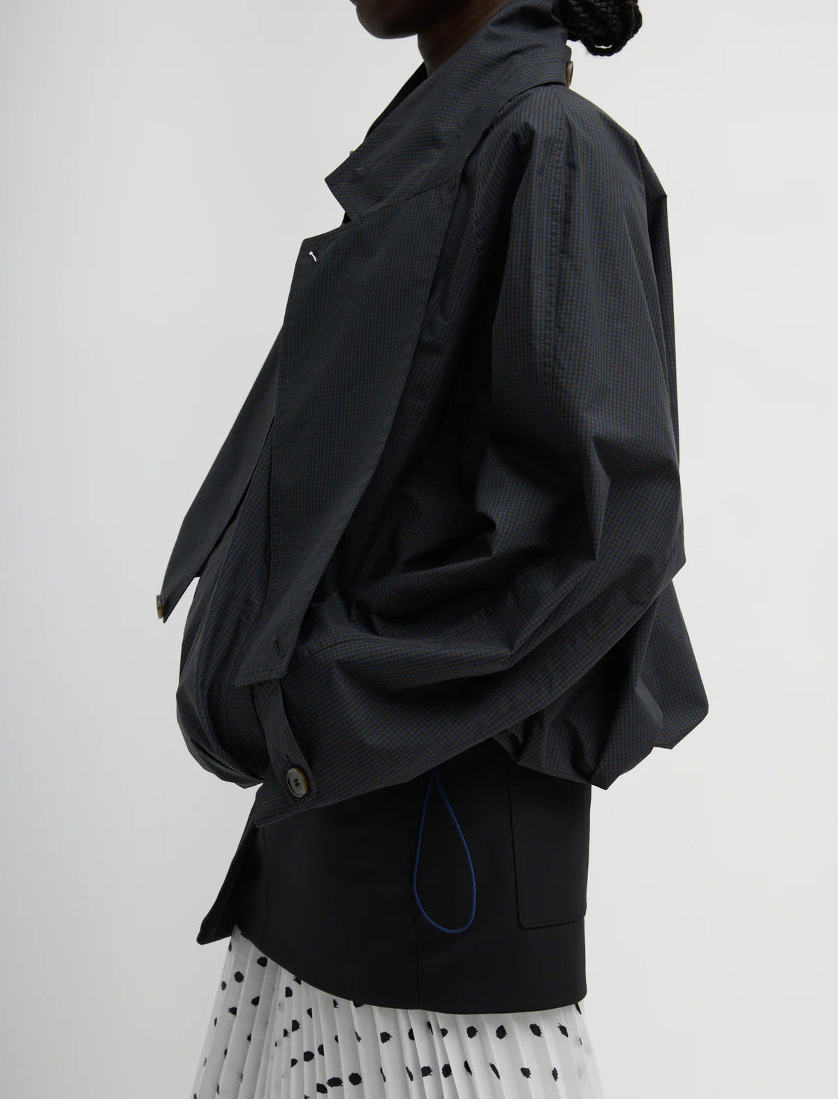 TIBI Charles Menswear Trench Anorak in Navy Multi