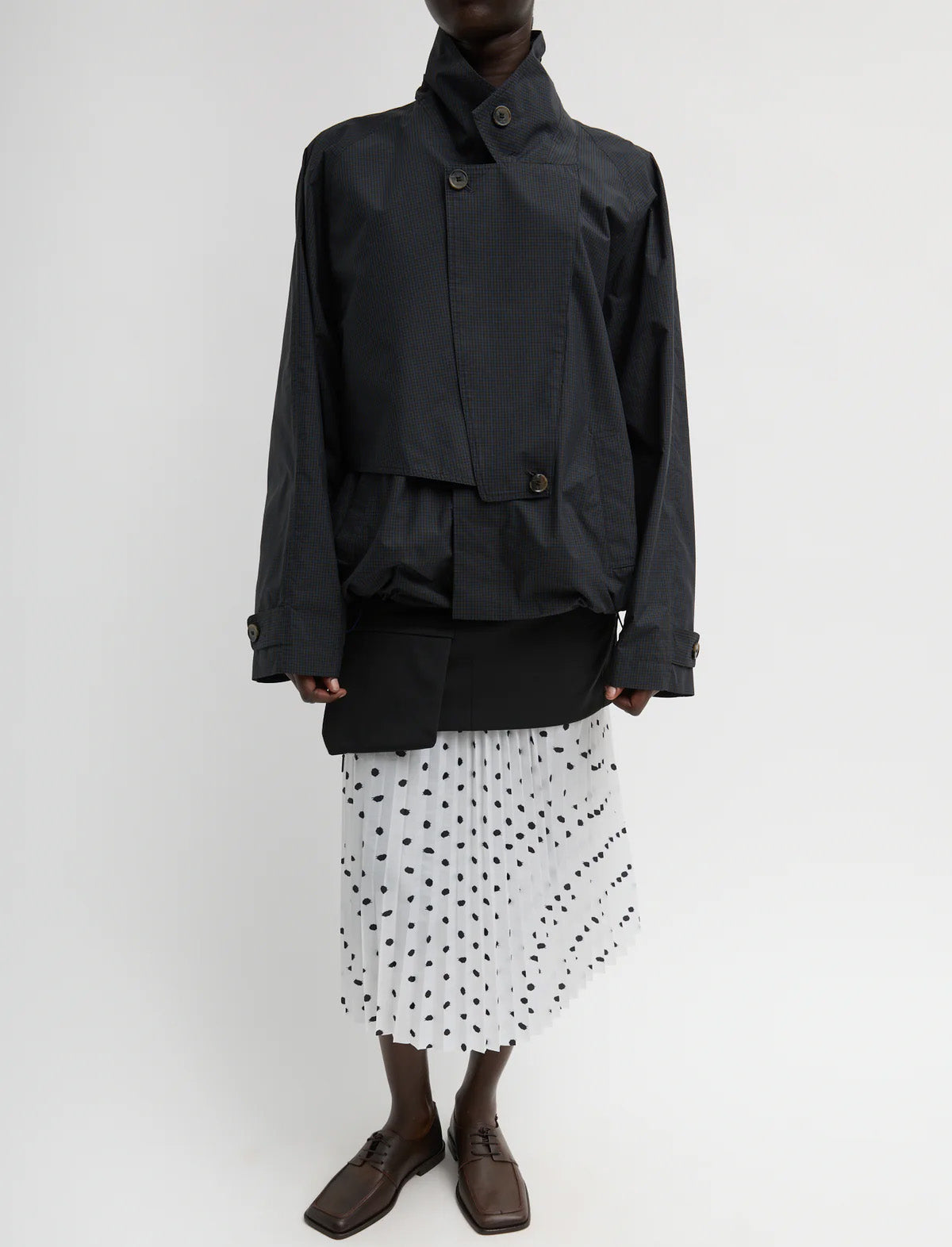 TIBI Charles Menswear Trench Anorak in Navy Multi