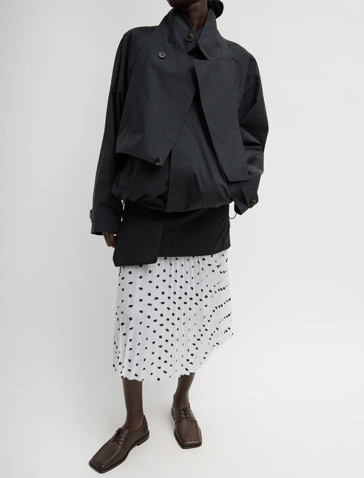 TIBI Charles Menswear Trench Anorak in Navy Multi