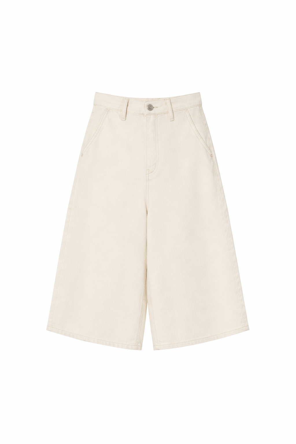ORR Mar Knee-Length Denim Shorts in Cream