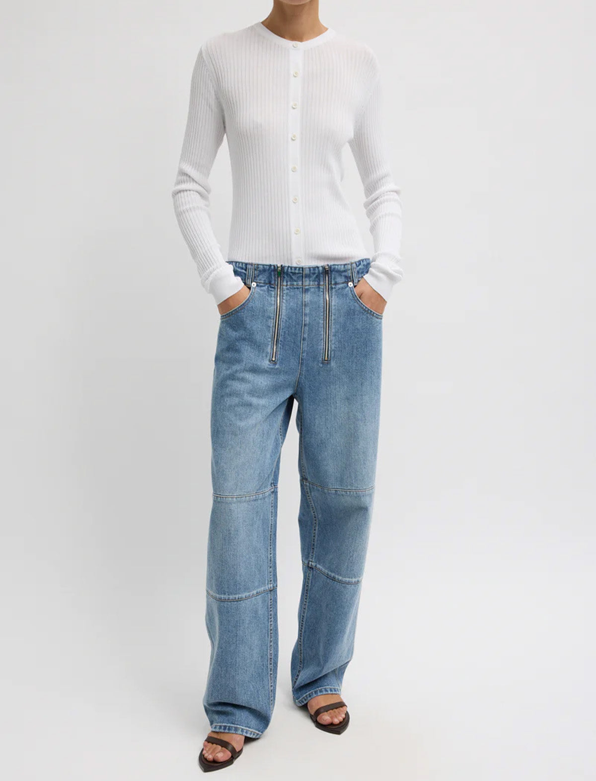 TIBI Classic Wash Denim Fischer Jean in Classic Blue