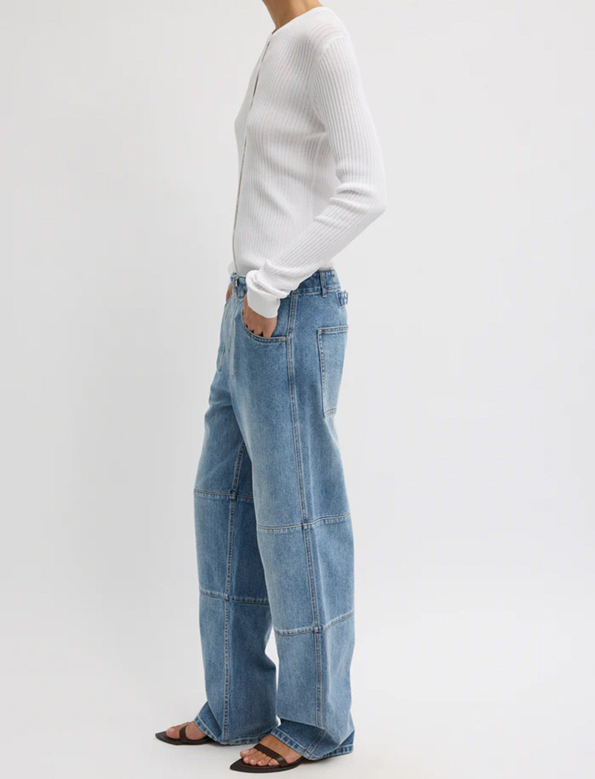 TIBI Classic Wash Denim Fischer Jean in Classic Blue