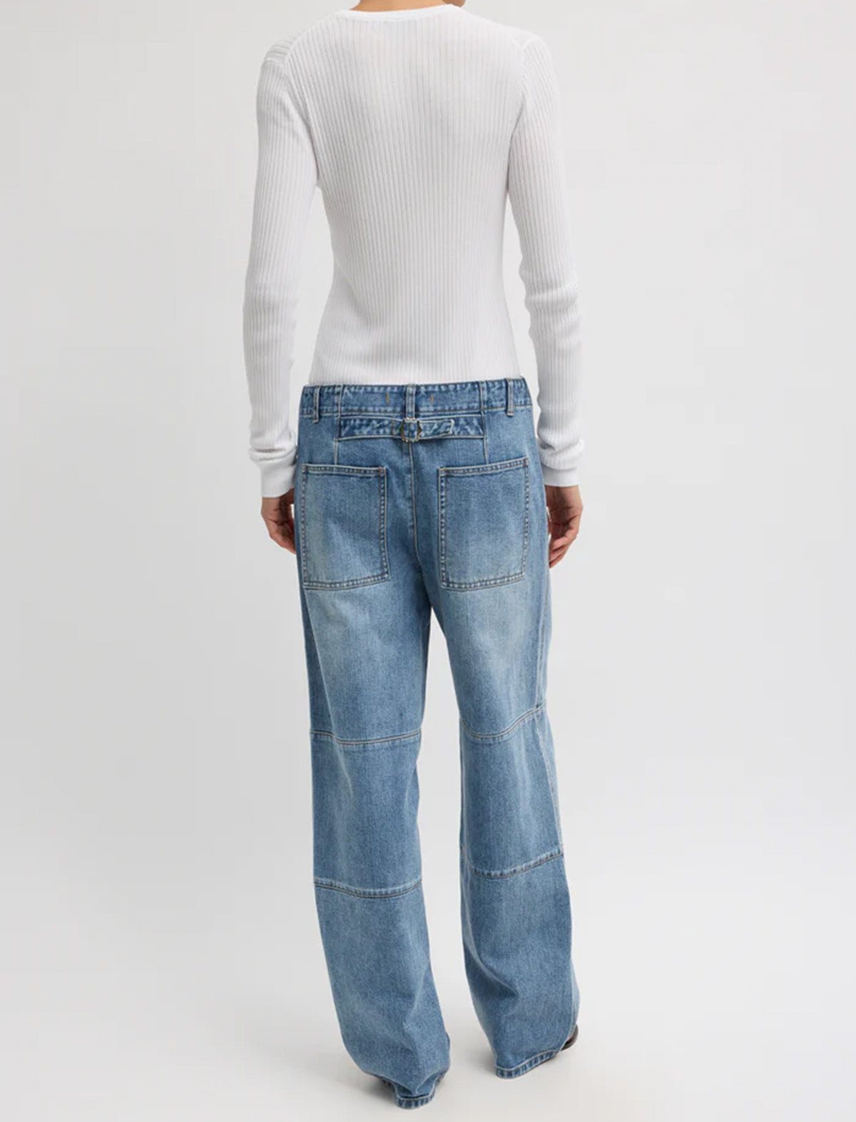 TIBI Classic Wash Denim Fischer Jean in Classic Blue