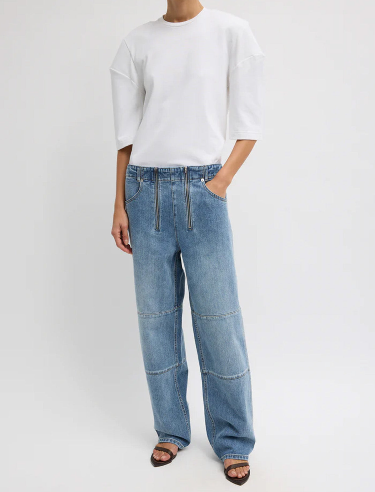 TIBI Classic Wash Denim Fischer Jean in Classic Blue