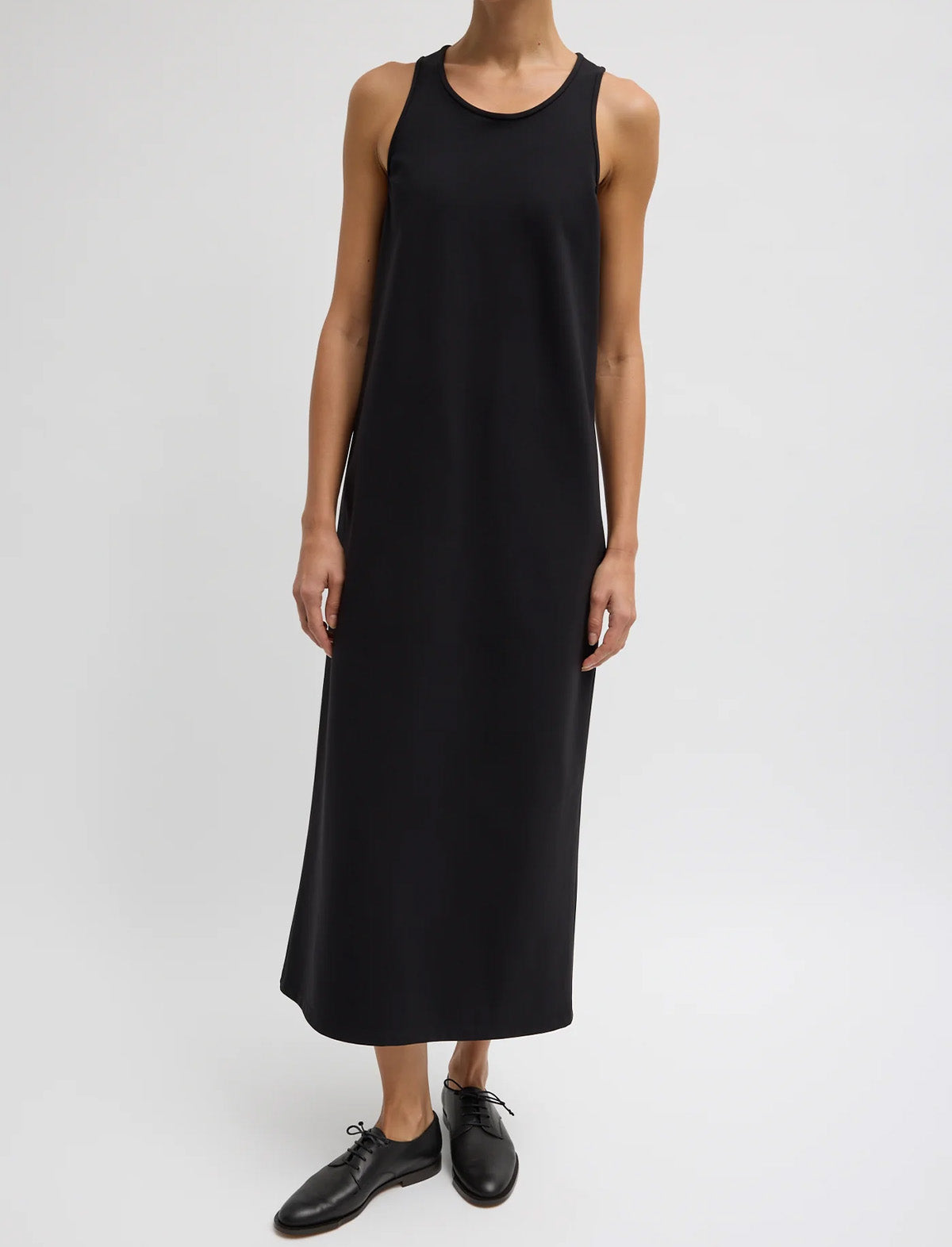 TIBI Compact Ultra Stretch Knit Sleeveless Dress in Black