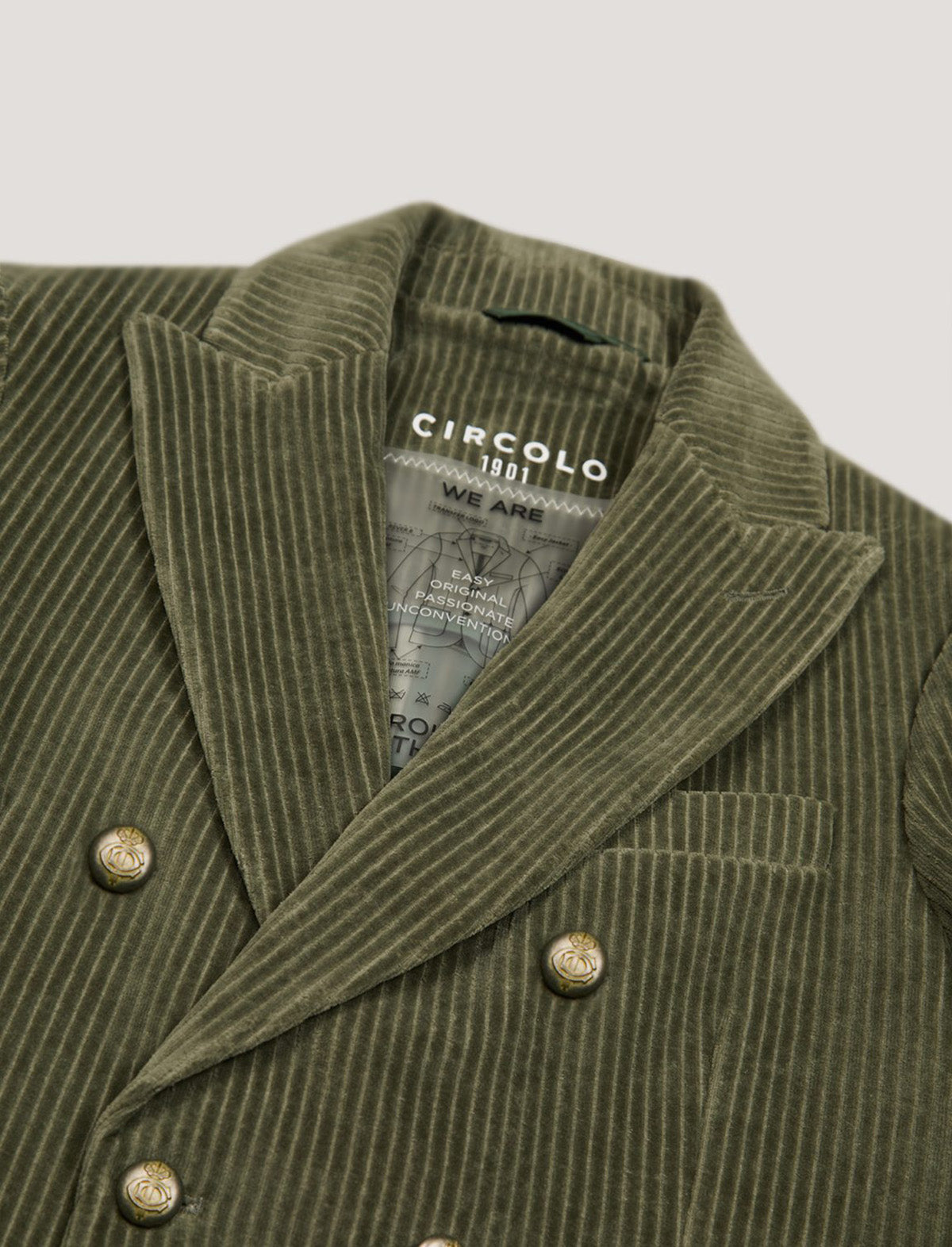 CIRCOLO 1901 Corduroy Double-Breasted Jacket In Muschio