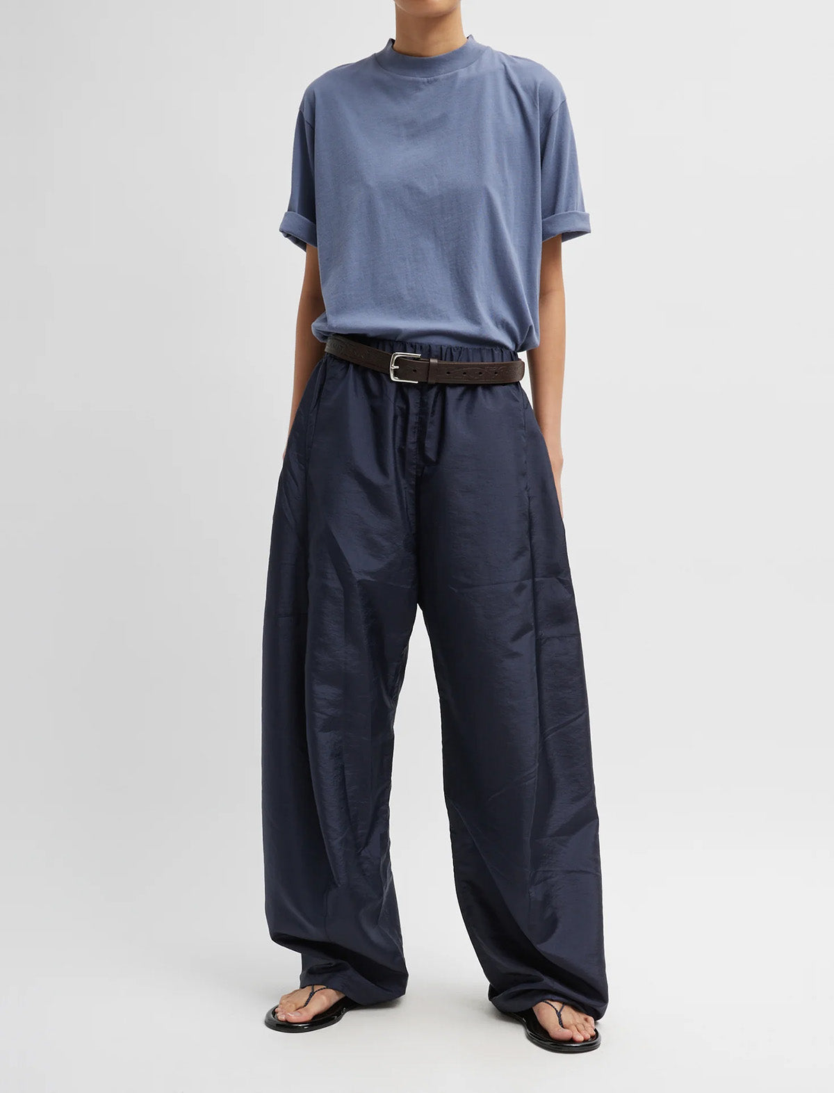 TIBI Crispy Nylon Winslow Pant in Navy