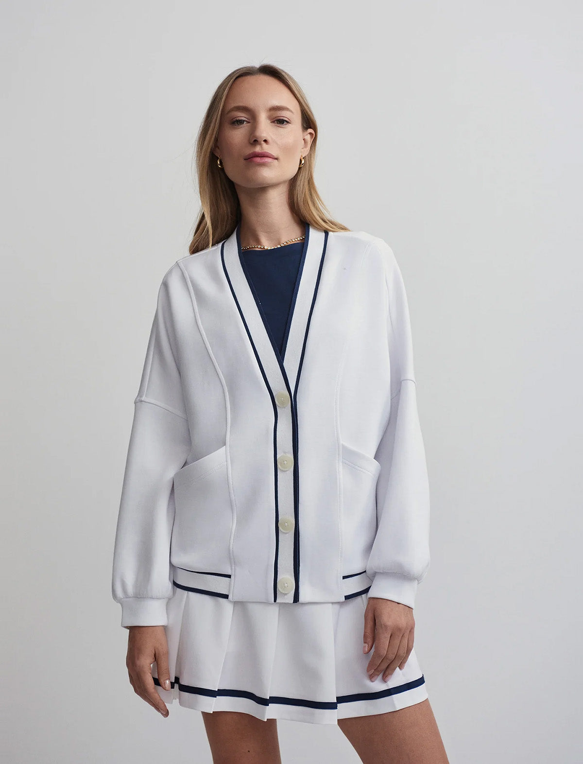 VARLEY Decker Off-Court Cardigan in White