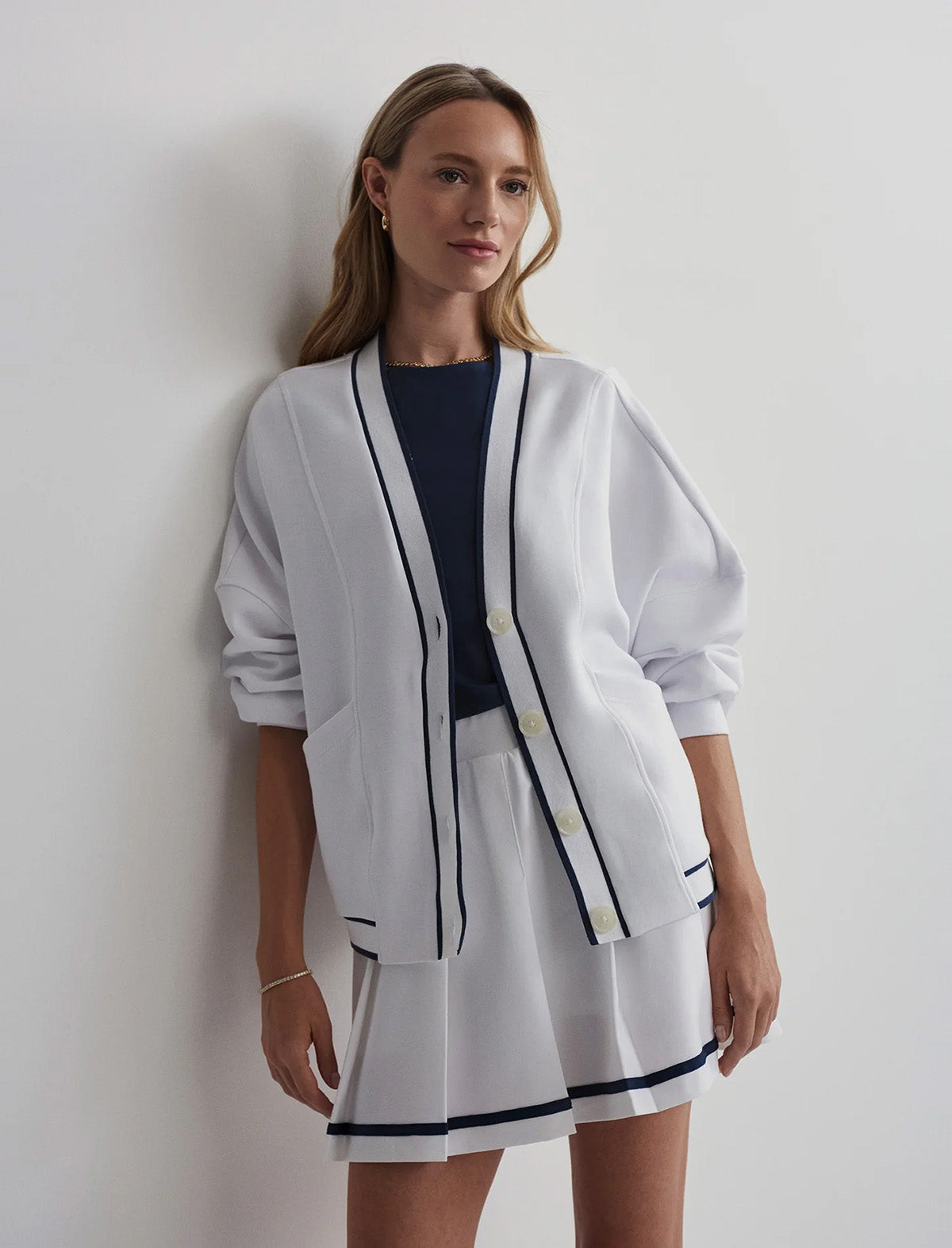 VARLEY Decker Off-Court Cardigan in White