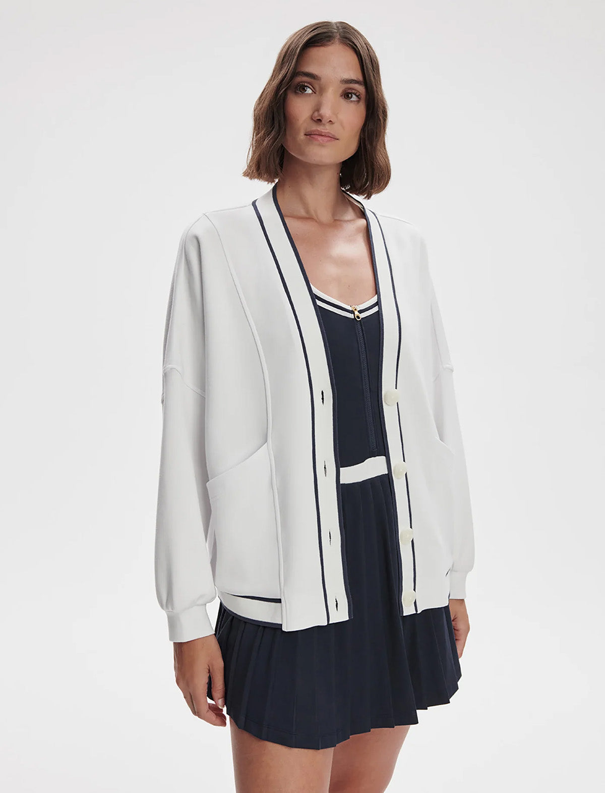 VARLEY Decker Off-Court Cardigan in White