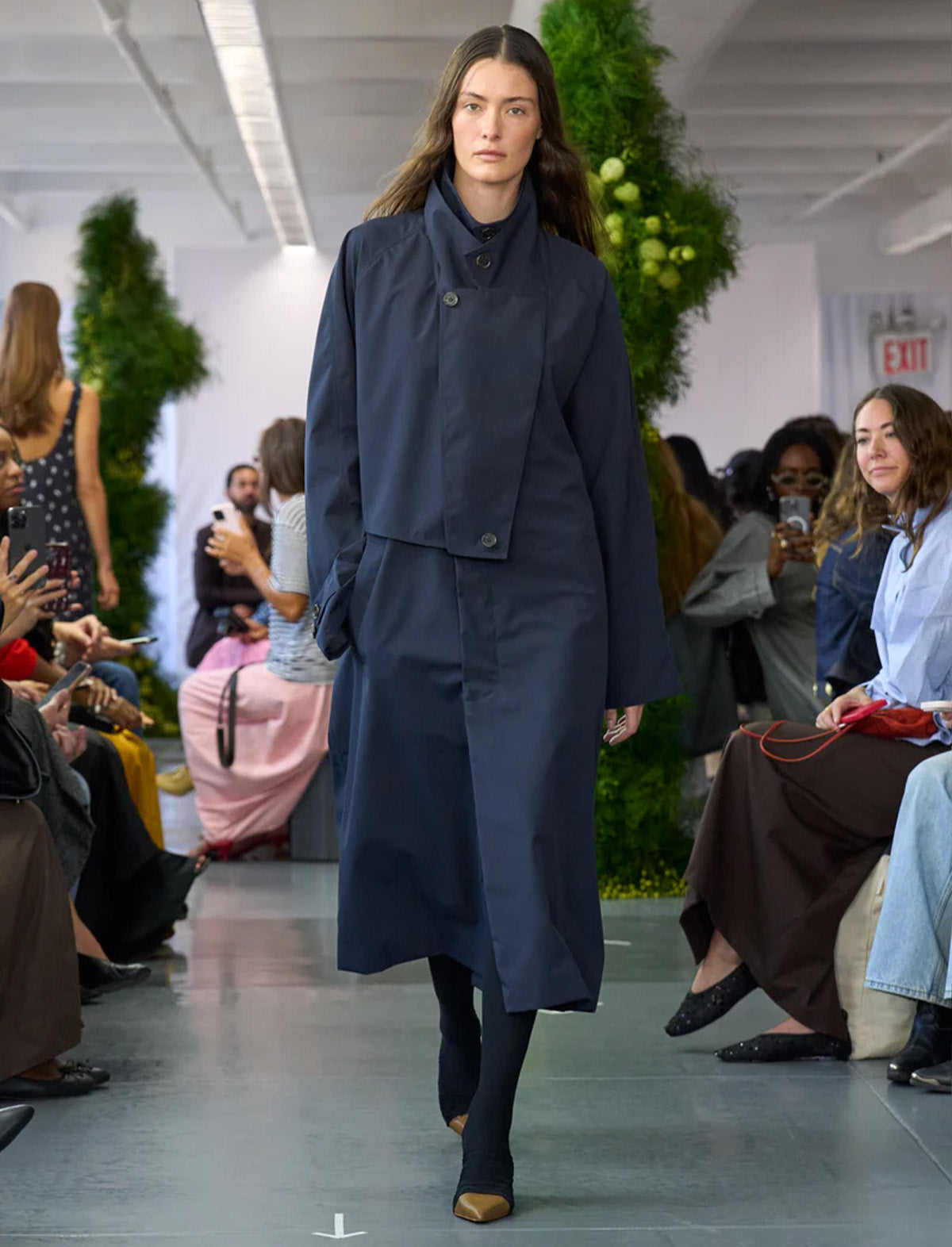 TIBI Double Collar Frank Trench in Navy