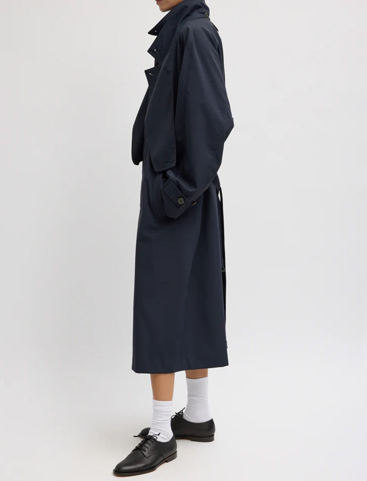 TIBI Double Collar Frank Trench in Navy