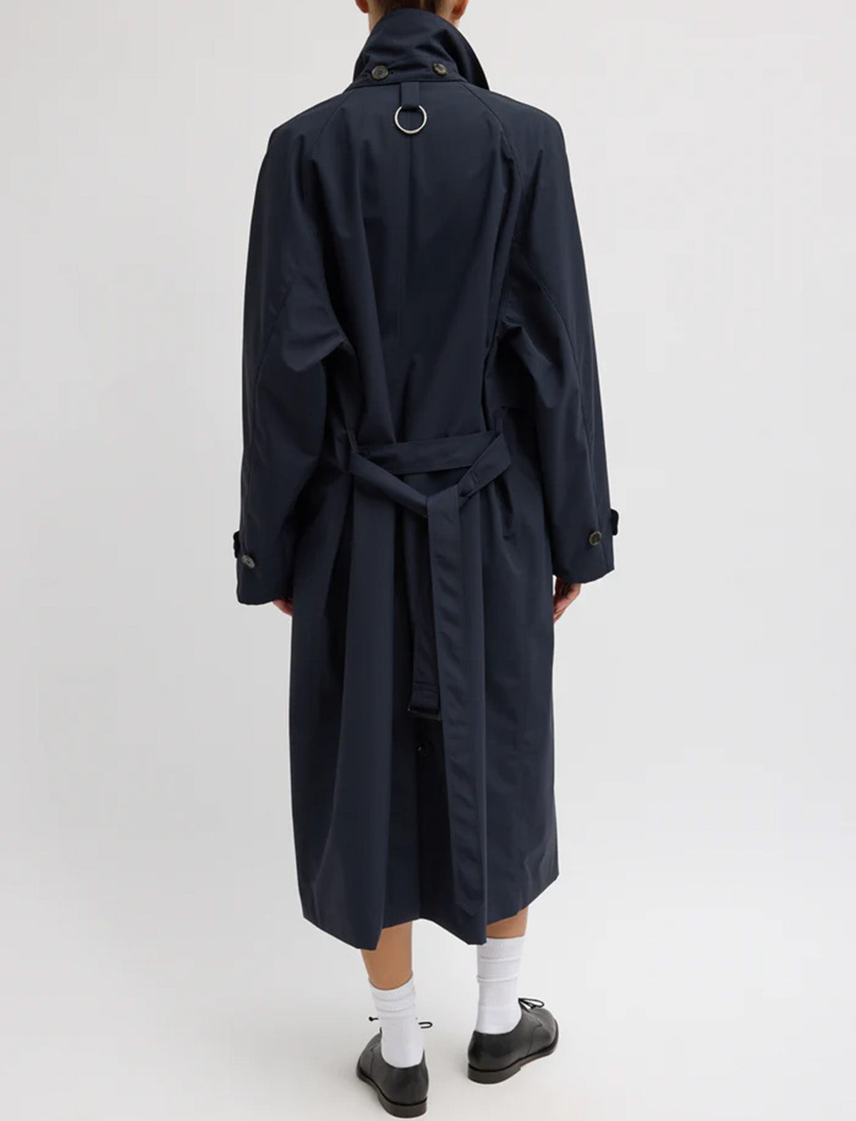 TIBI Double Collar Frank Trench in Navy