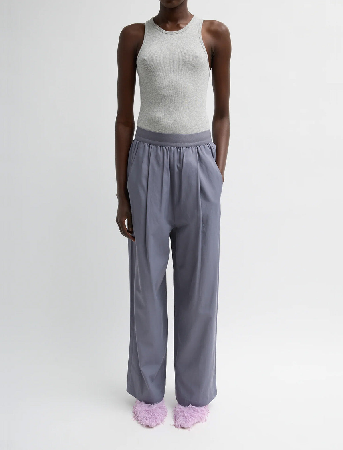 TIBI Drapey Suiting Marit Pull On Pant in Deep Violet