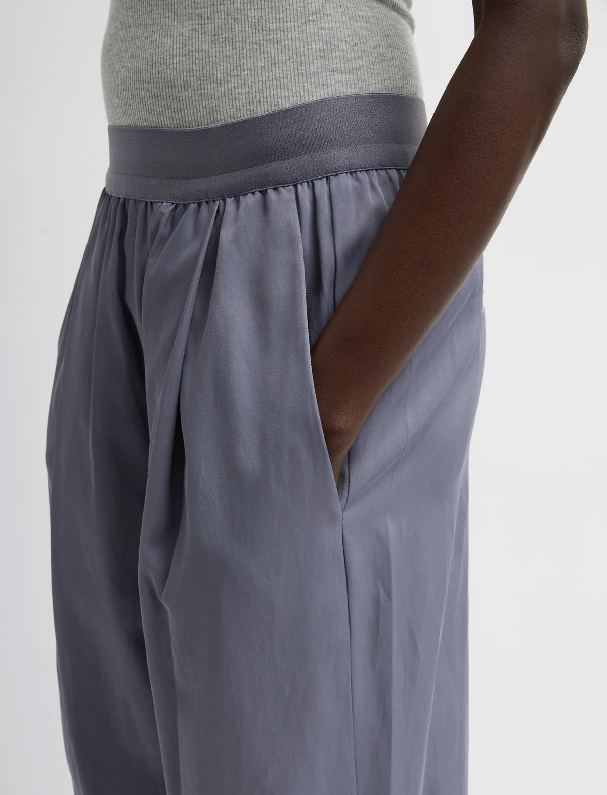 TIBI Drapey Suiting Marit Pull On Pant in Deep Violet