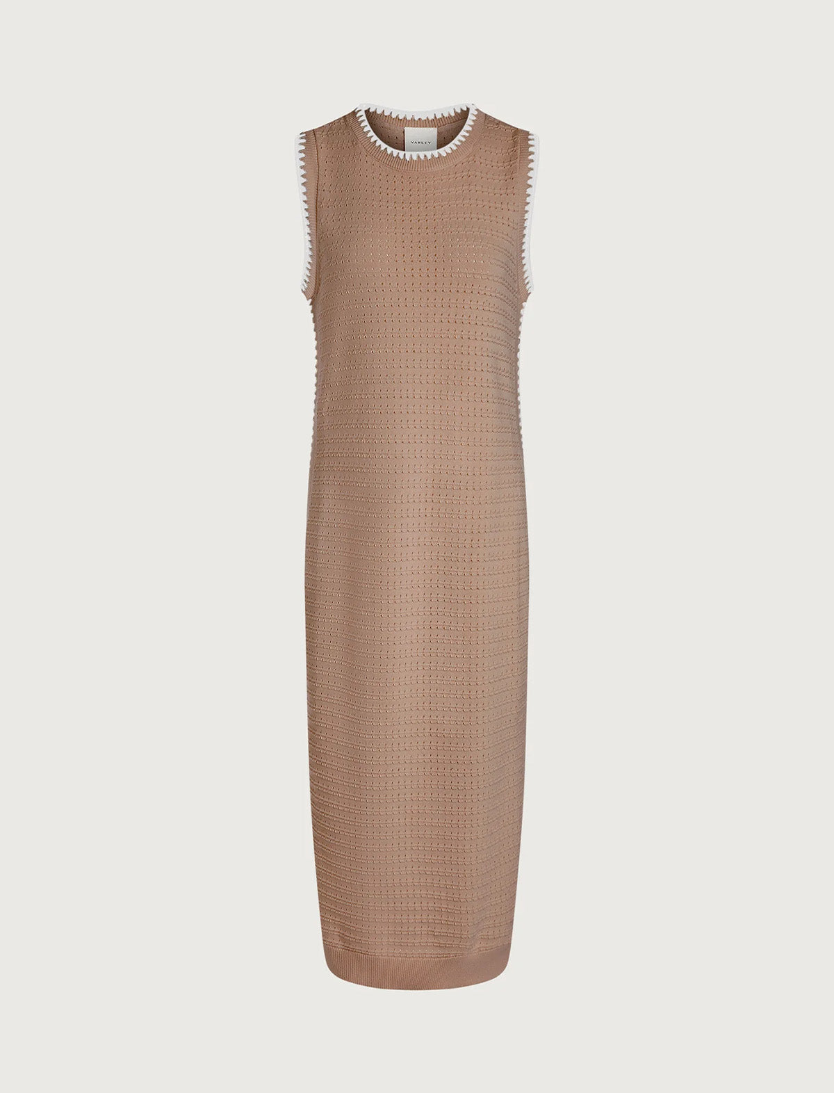 VARLEY Dwight Tank Knit Midi Dress in Light Taupe