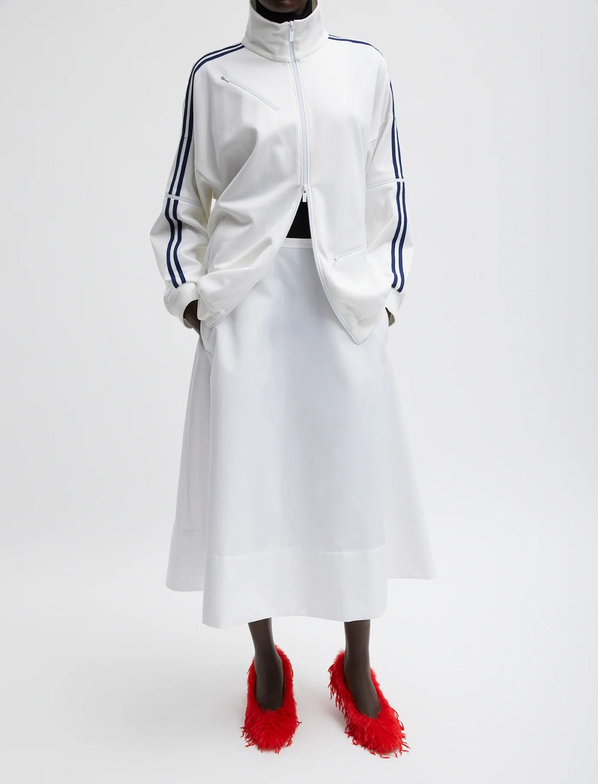 TIBI Eco Nylon Circle Skirt in White