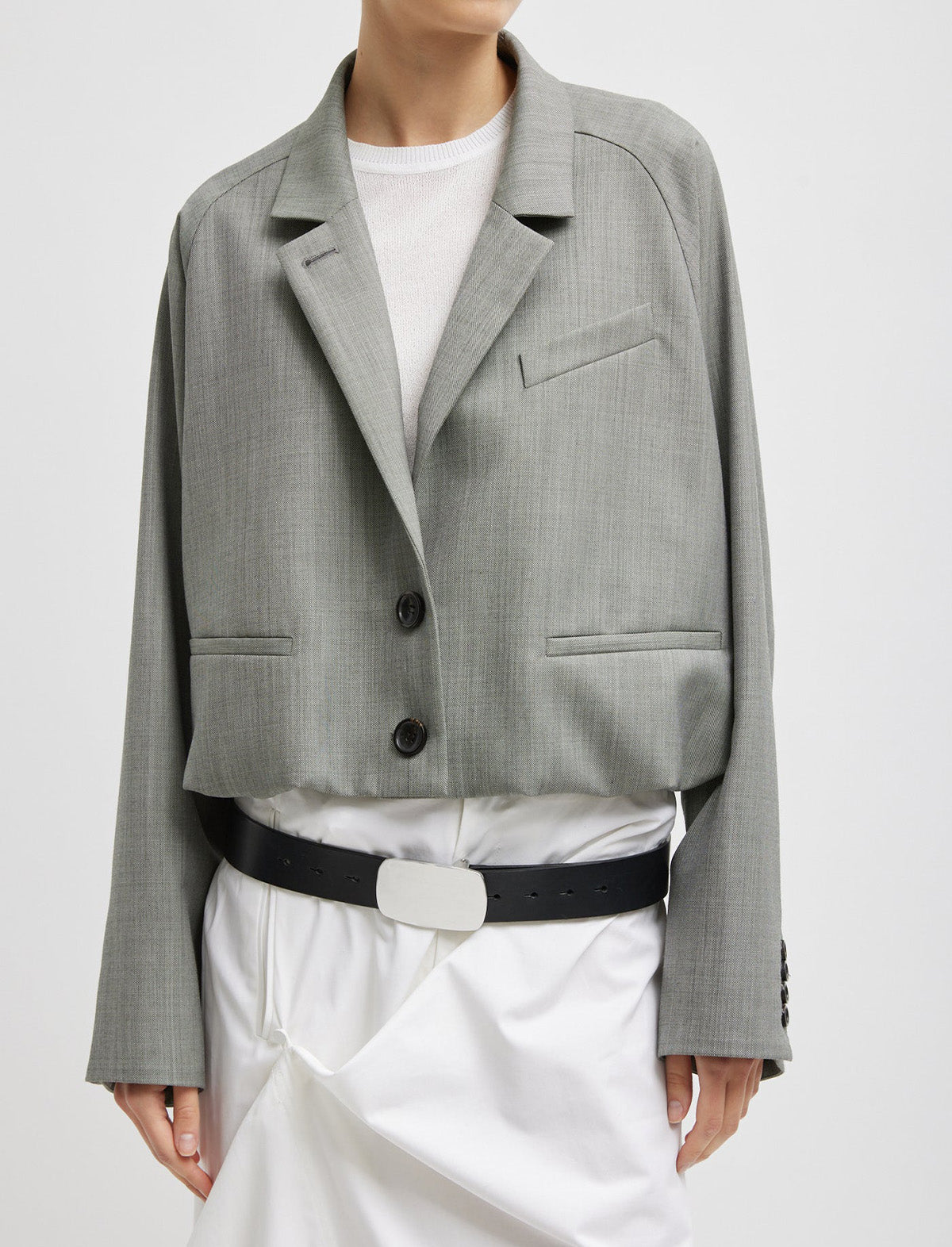 TIBI Ellis Suiting Raglan Sleeve Blazer in Light Green Multi