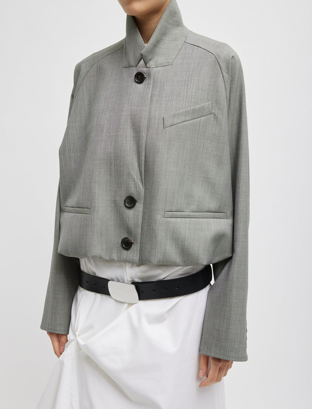 TIBI Ellis Suiting Raglan Sleeve Blazer in Light Green Multi