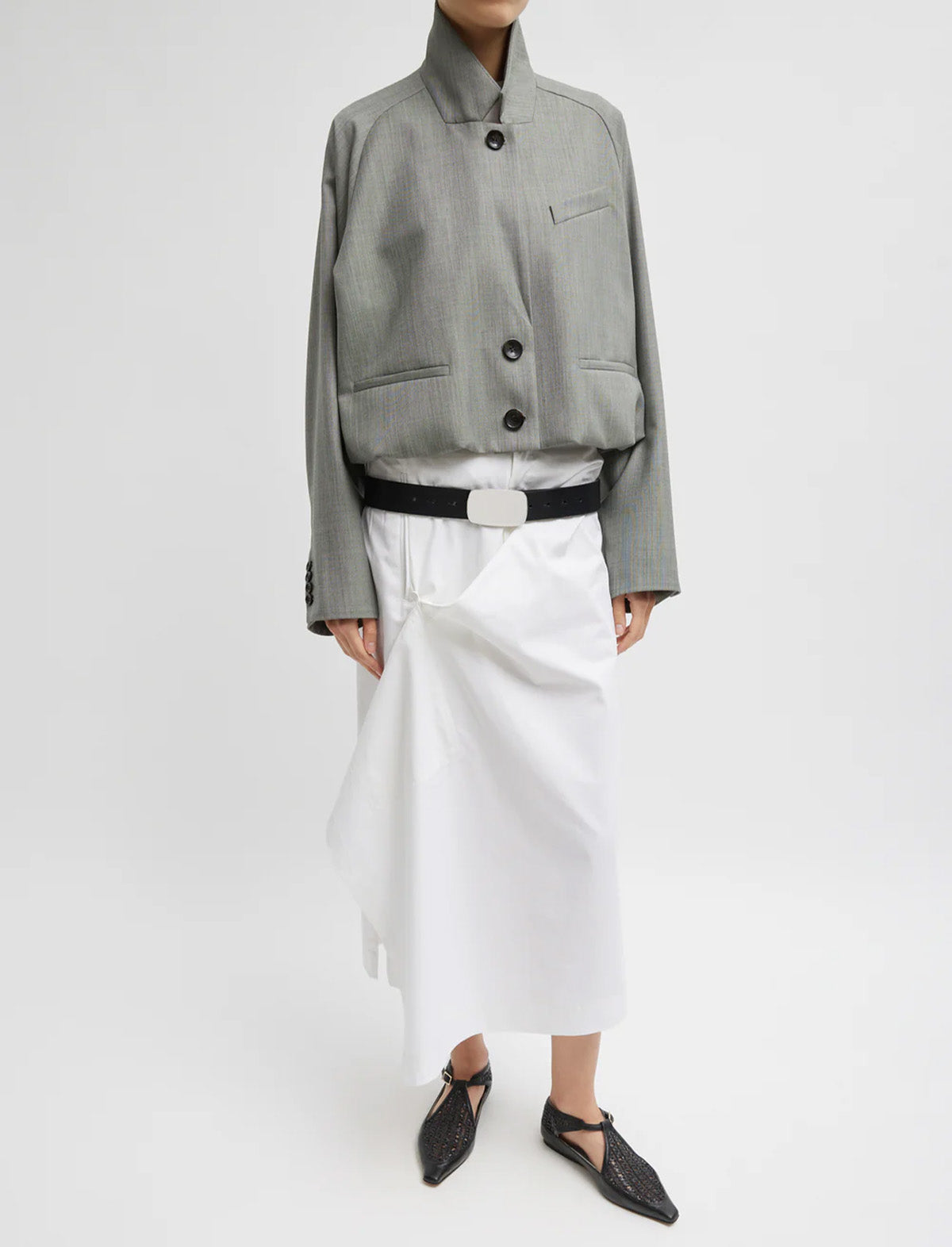TIBI Ellis Suiting Raglan Sleeve Blazer in Light Green Multi
