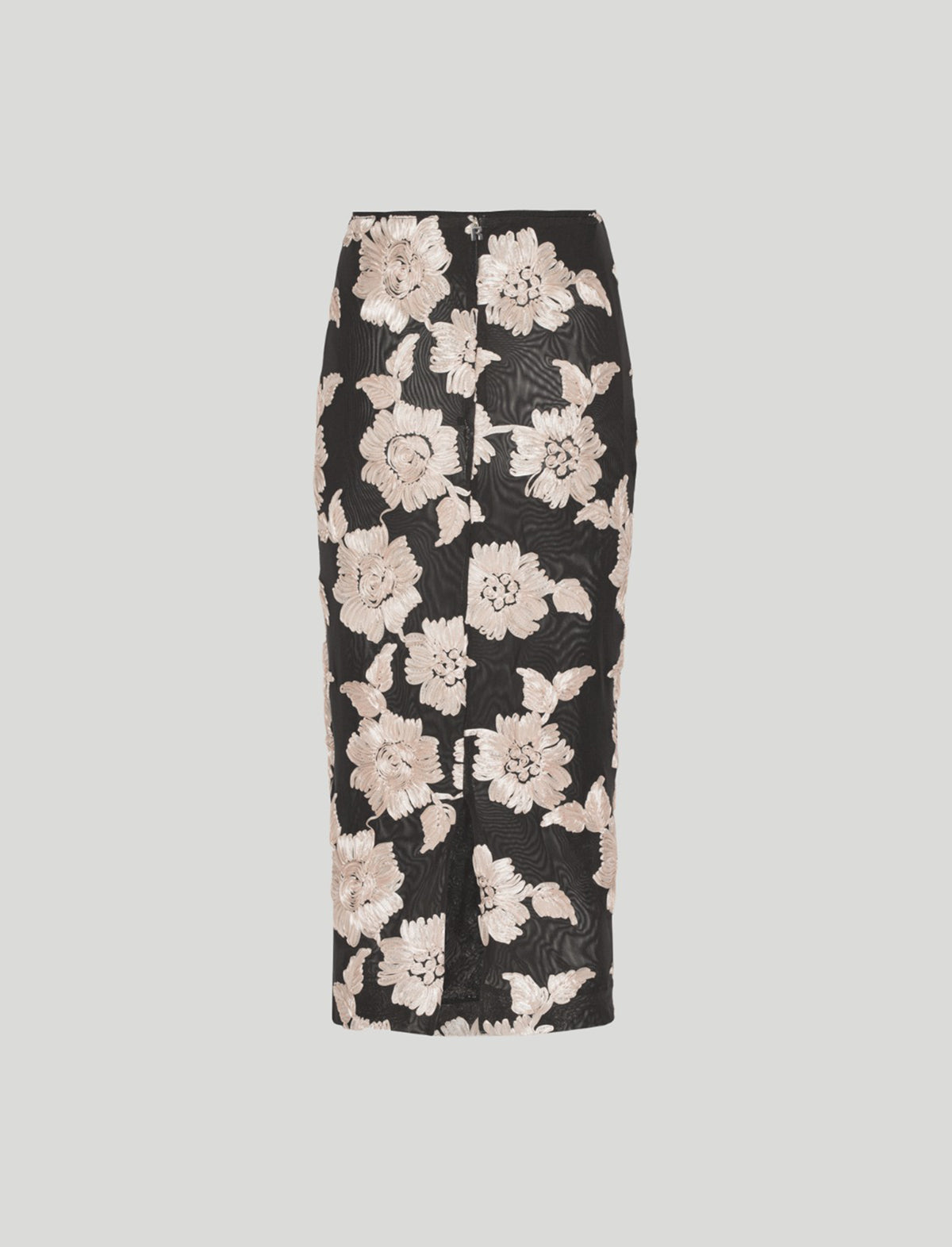 ROTATE BIRGER CHRISTENSEN Flower Mesh Midi Skirt in Black/ White