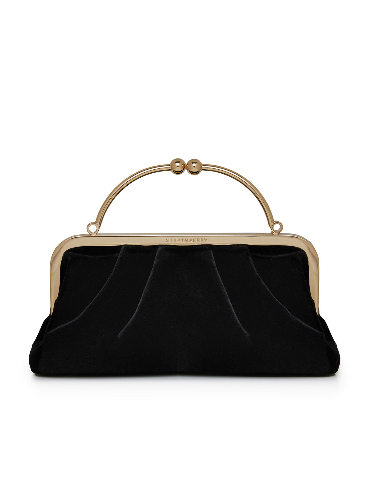 STRATHBERRY Frame Clutch Velvet In Black