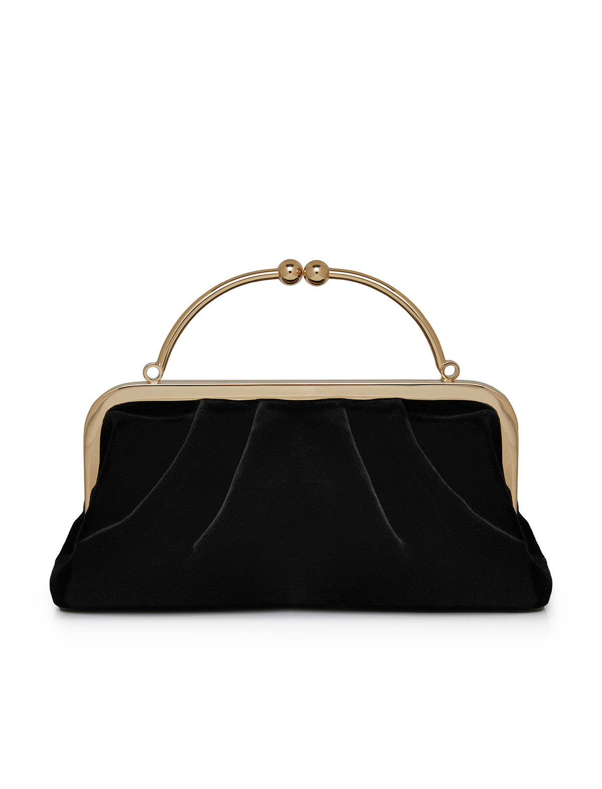 STRATHBERRY Frame Clutch Velvet In Black