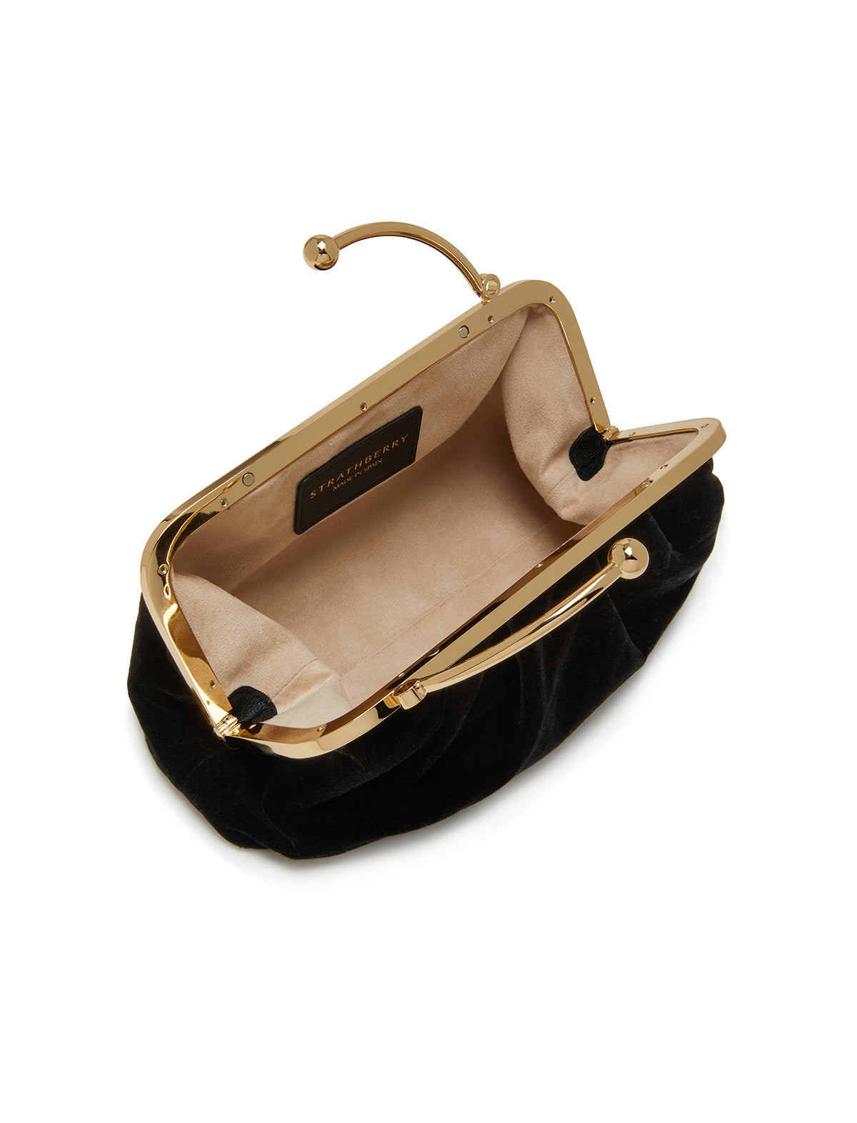 STRATHBERRY Frame Clutch Velvet In Black