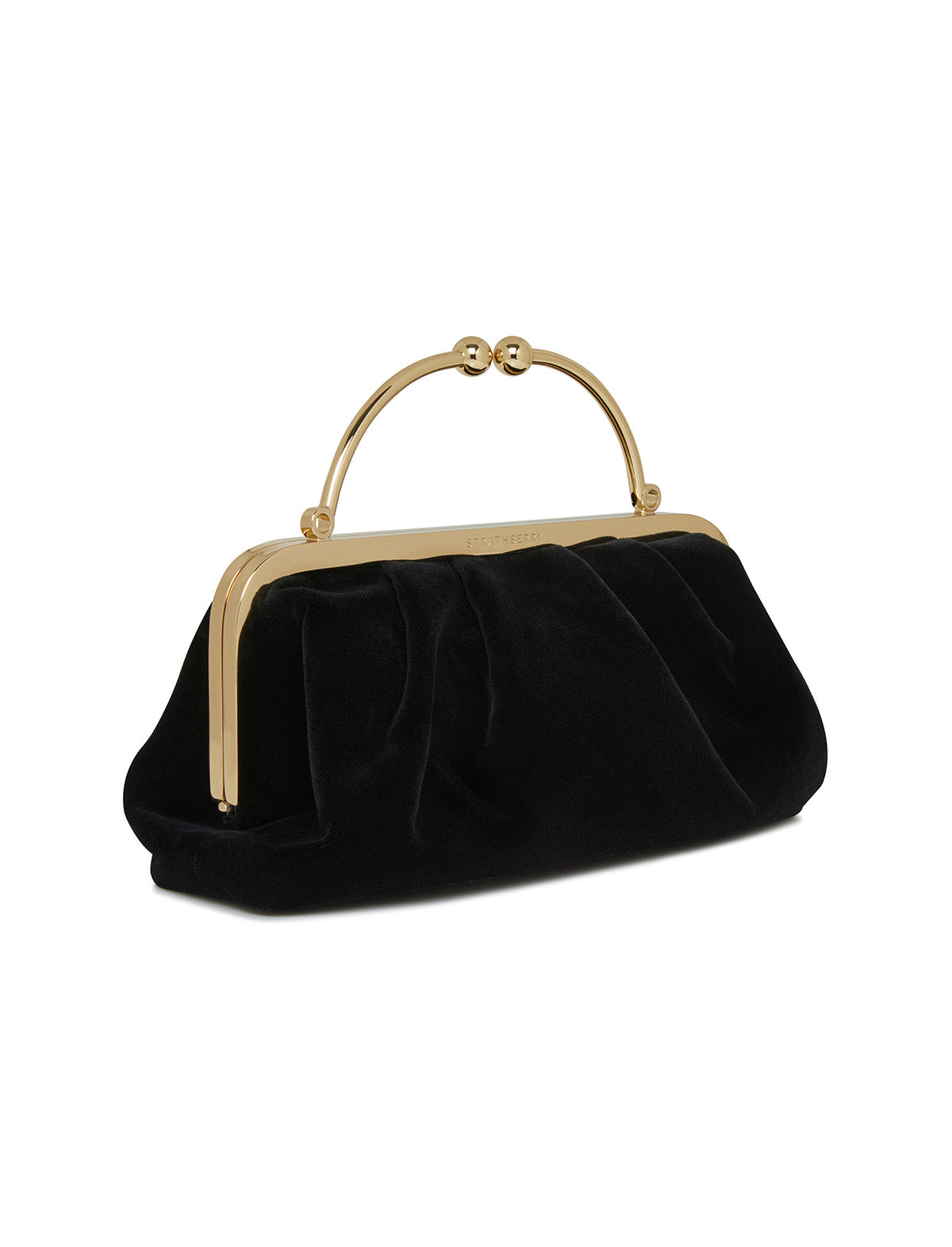 STRATHBERRY Frame Clutch Velvet In Black