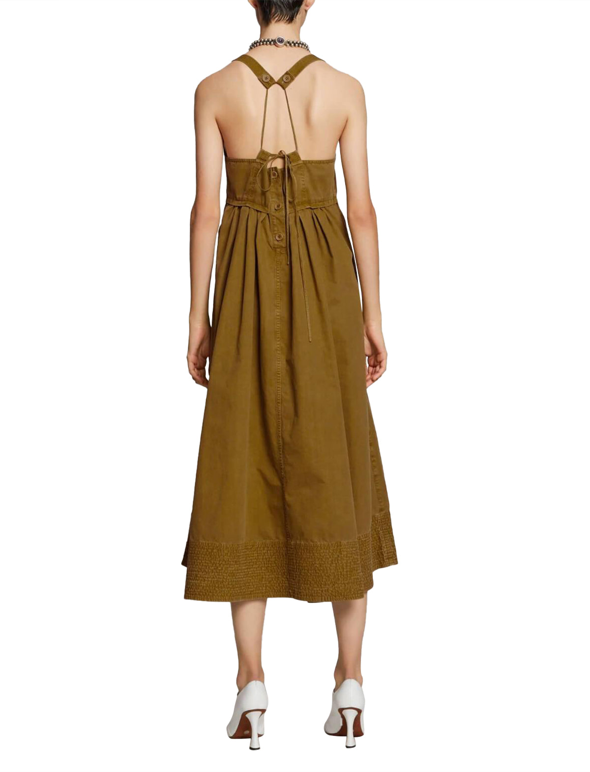 PROENZA SCHOULER WHITE LABEL Washed Apron Dress In Moss