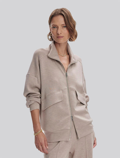 VARLEY Garcia Zip-Through Sweat in Taupe Marl