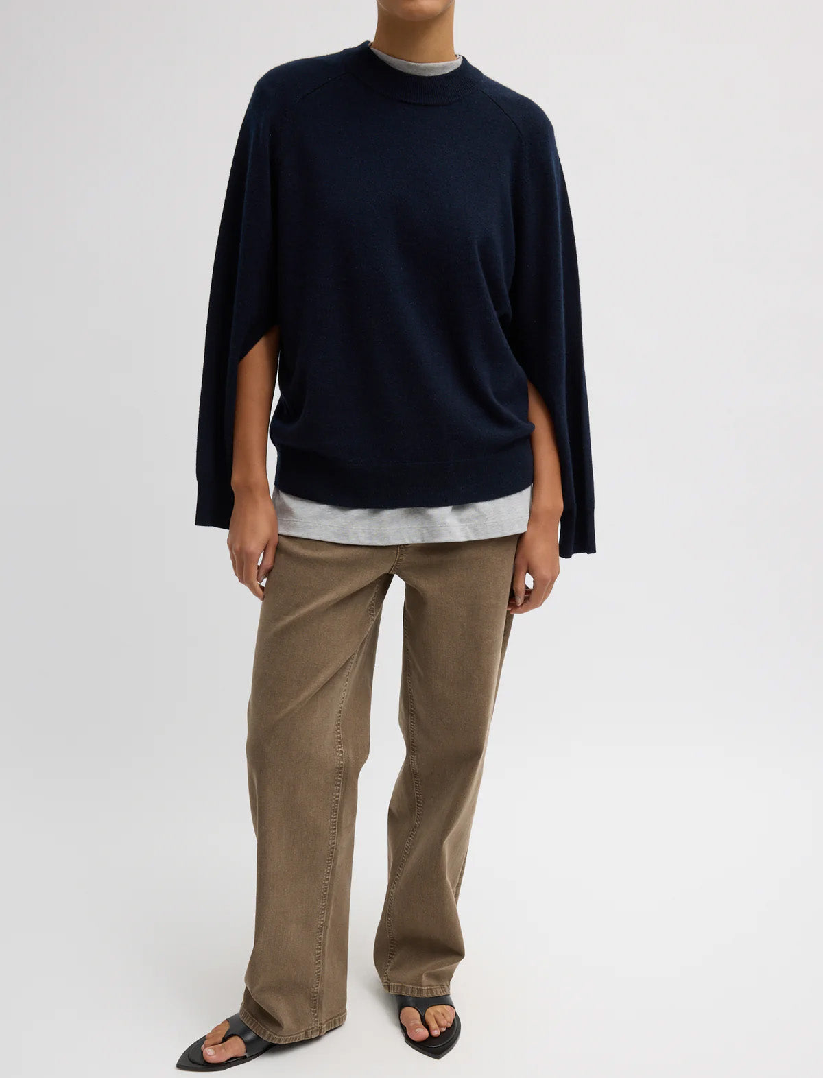 TIBI Garment Wash Stretch Twill Slouchy Carpenter Jean in Brown