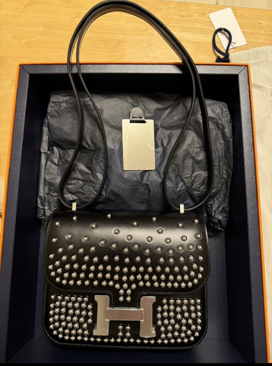 Hermès Constance 18 Clouté Black Box Palladium Hardware